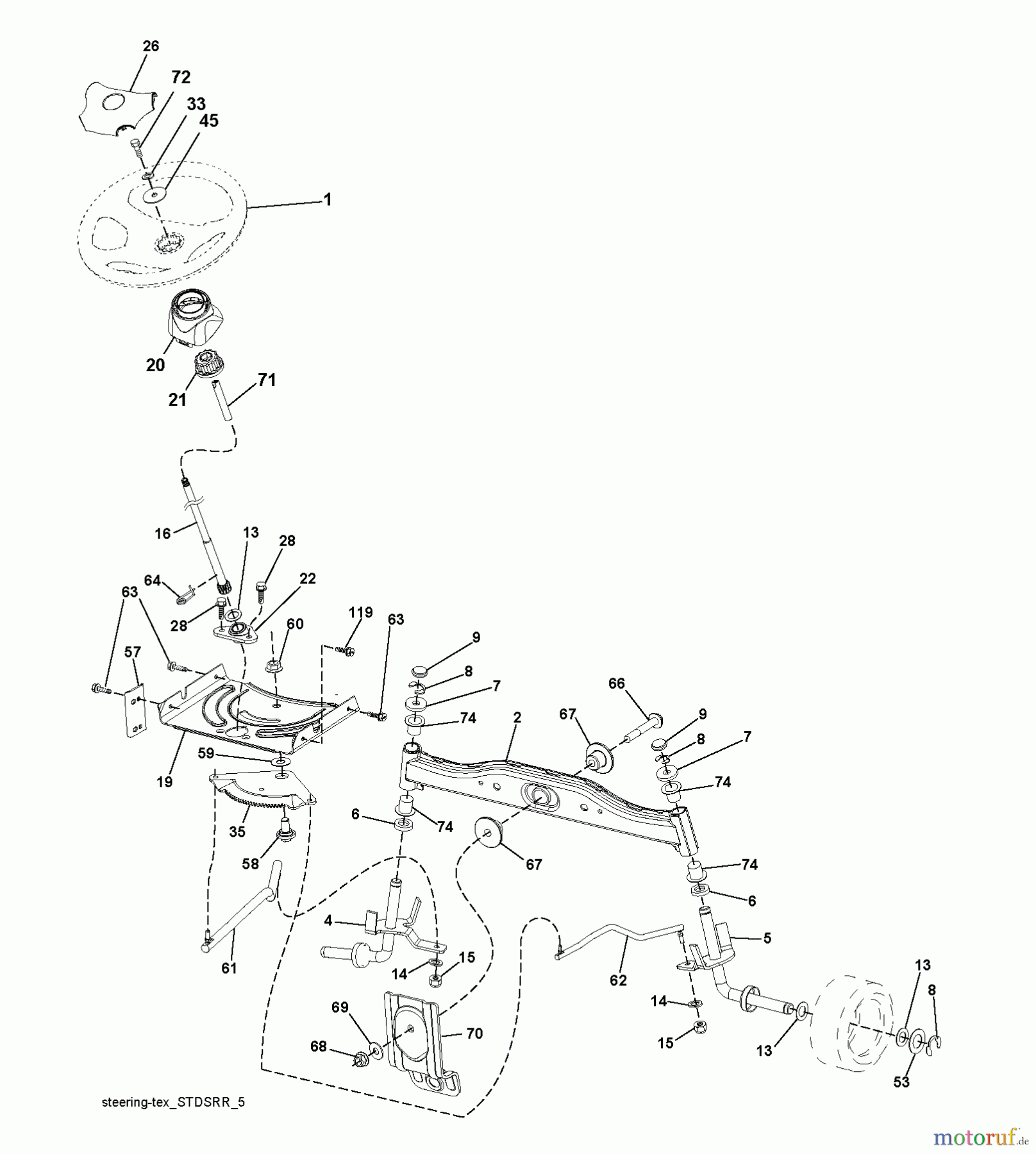  Jonsered Rasen  und Garten Traktoren LT2213 CA (96041009000) - Jonsered Lawn & Garden Tractor (2009-01) STEERING