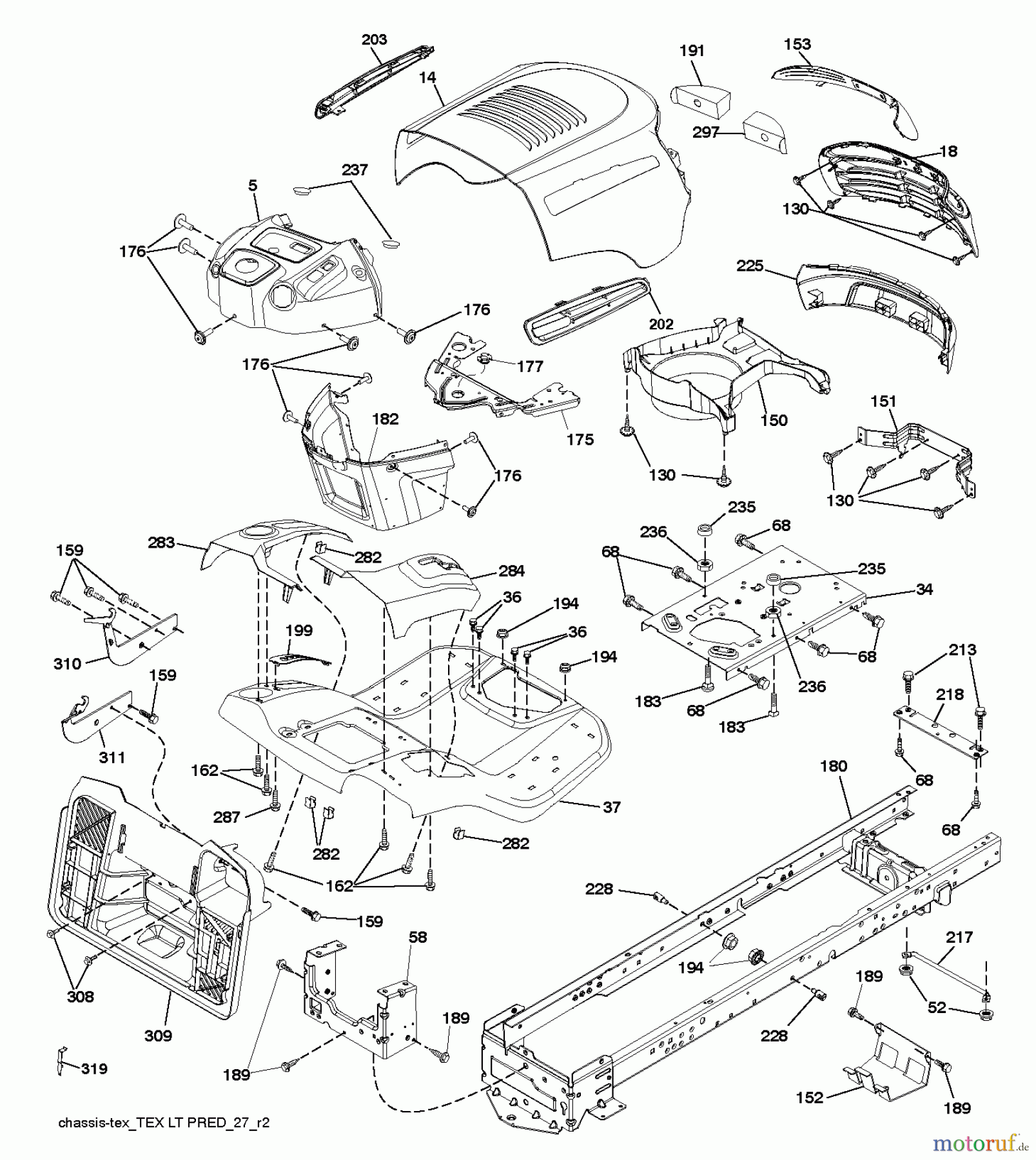  Jonsered Rasen  und Garten Traktoren LT2213 CA (96041008200) - Jonsered Lawn & Garden Tractor (2009-01) CHASSIS ENCLOSURES