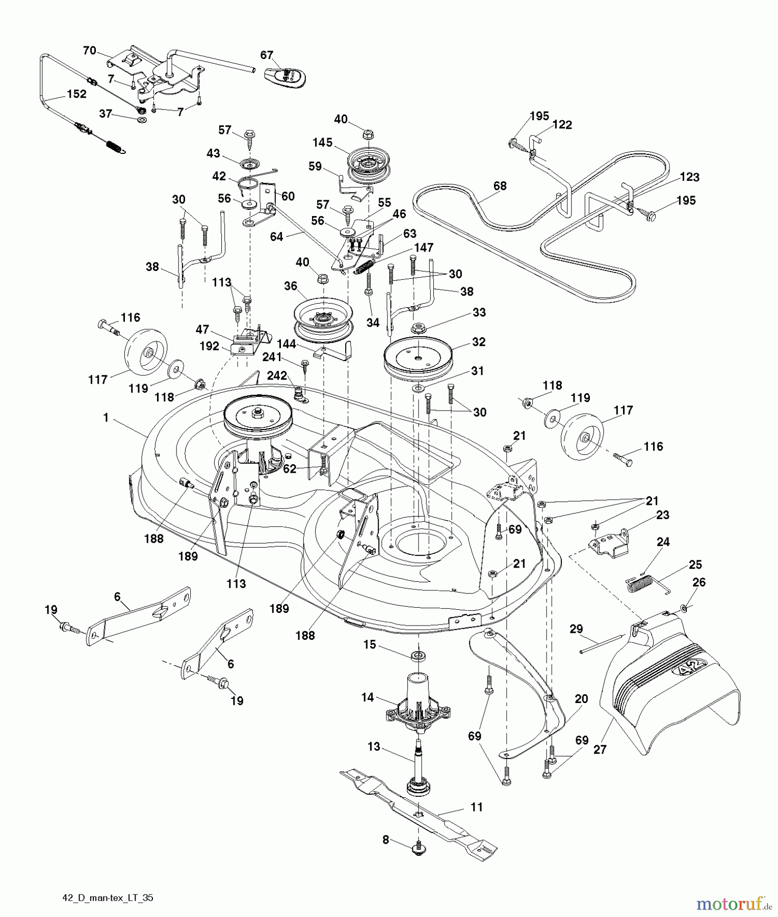  Jonsered Rasen  und Garten Traktoren LT2216 A2 (96041015601) - Jonsered Lawn & Garden Tractor (2010-09) MOWER DECK / CUTTING DECK