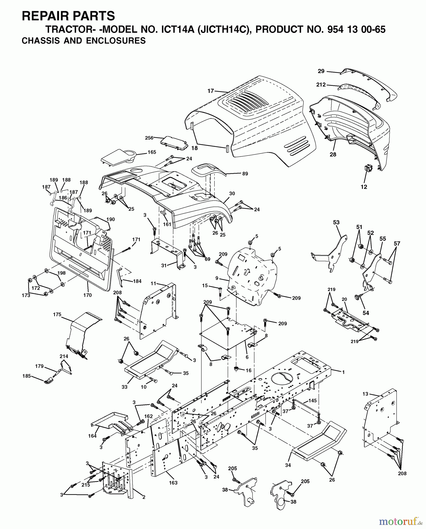  Jonsered Rasen  und Garten Traktoren ICT14A (JICTH14C, 954130065) - Jonsered Lawn & Garden Tractor (2002-03) CHASSIS ENCLOSURES