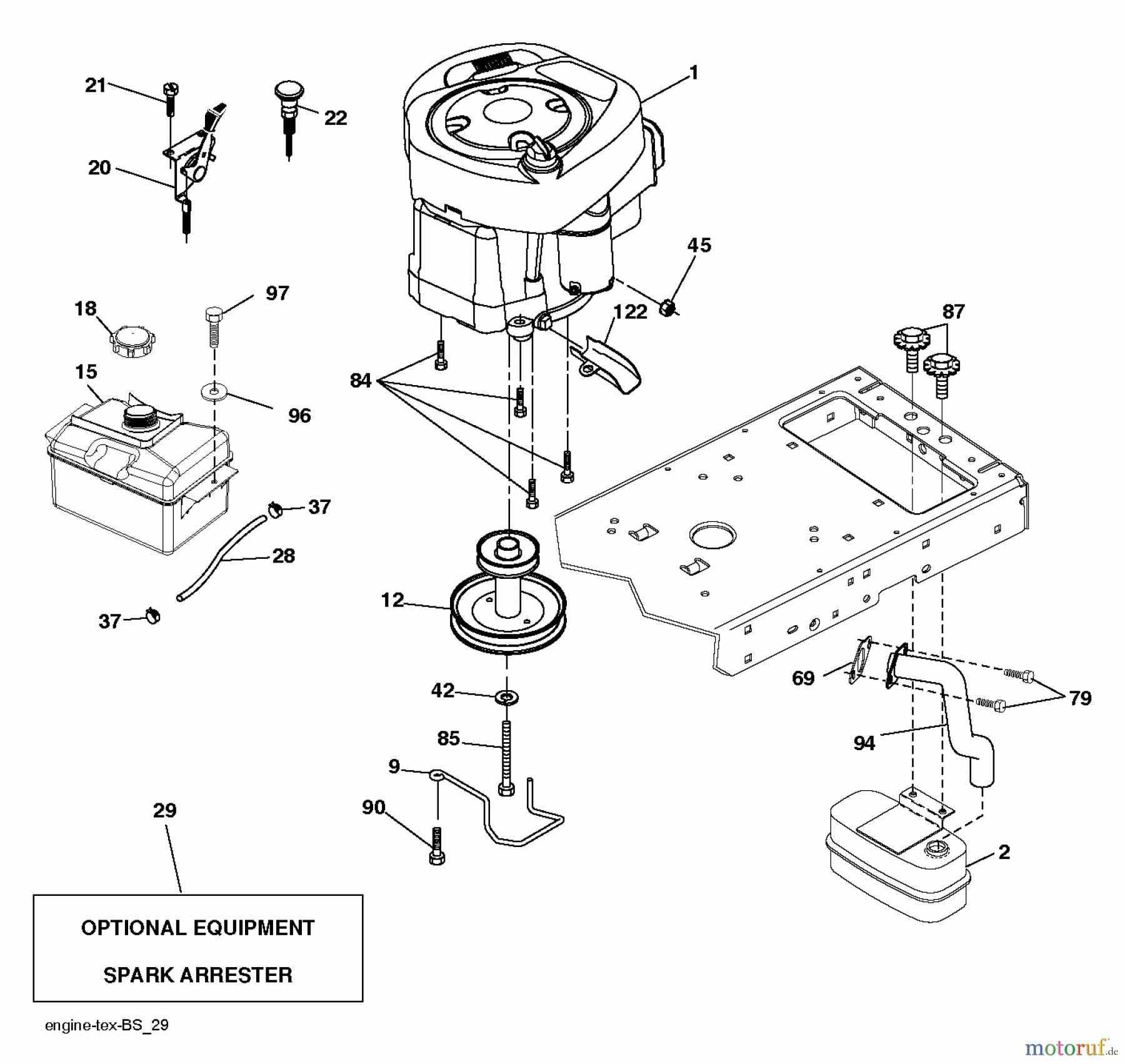  Jonsered Rasen  und Garten Traktoren LT2217 A (96041010302) - Jonsered Lawn & Garden Tractor (2010-03) ENGINE