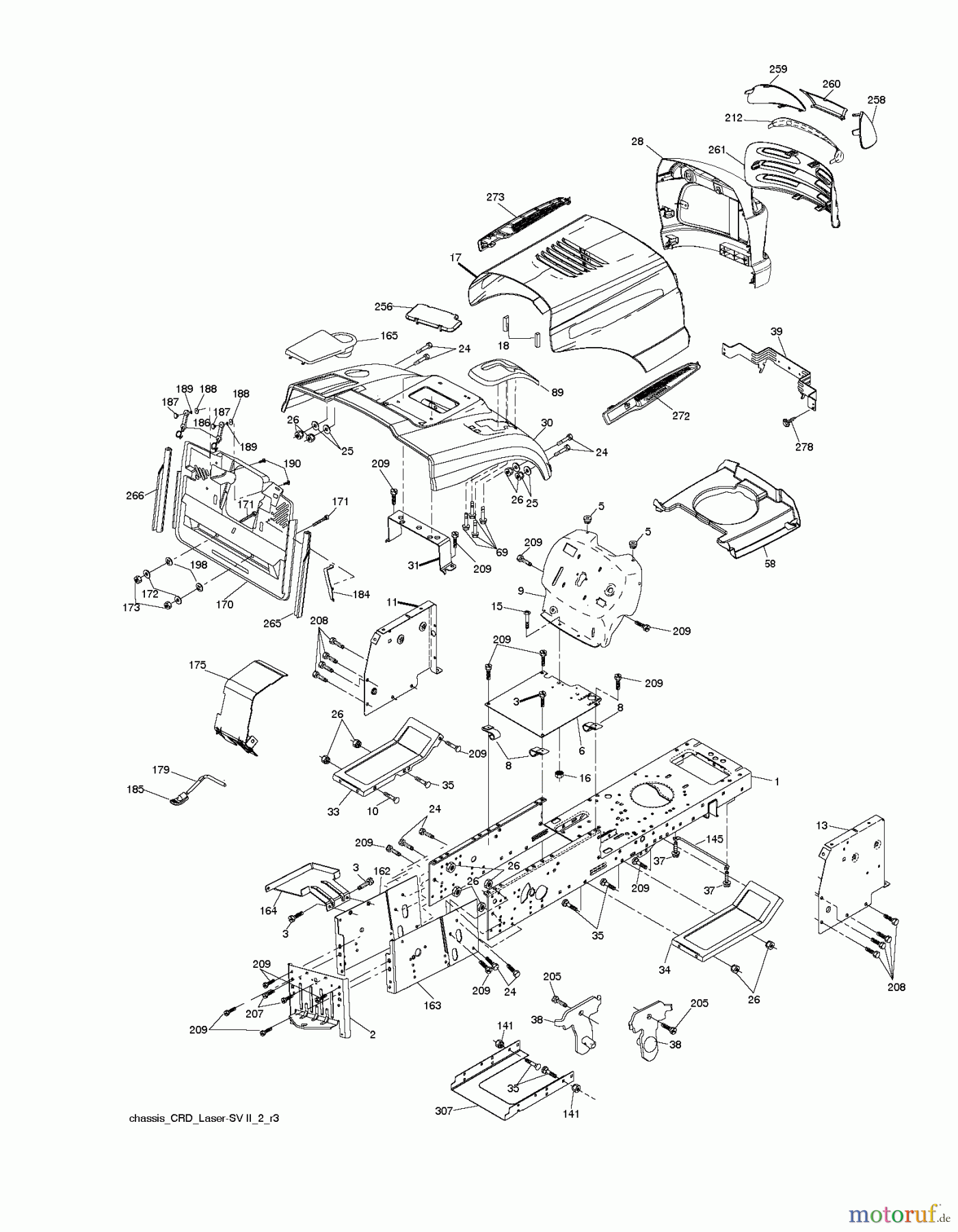  Jonsered Rasen  und Garten Traktoren LT2217 CMA (96061027300) - Jonsered Lawn & Garden Tractor (2010-01) CHASSIS ENCLOSURES