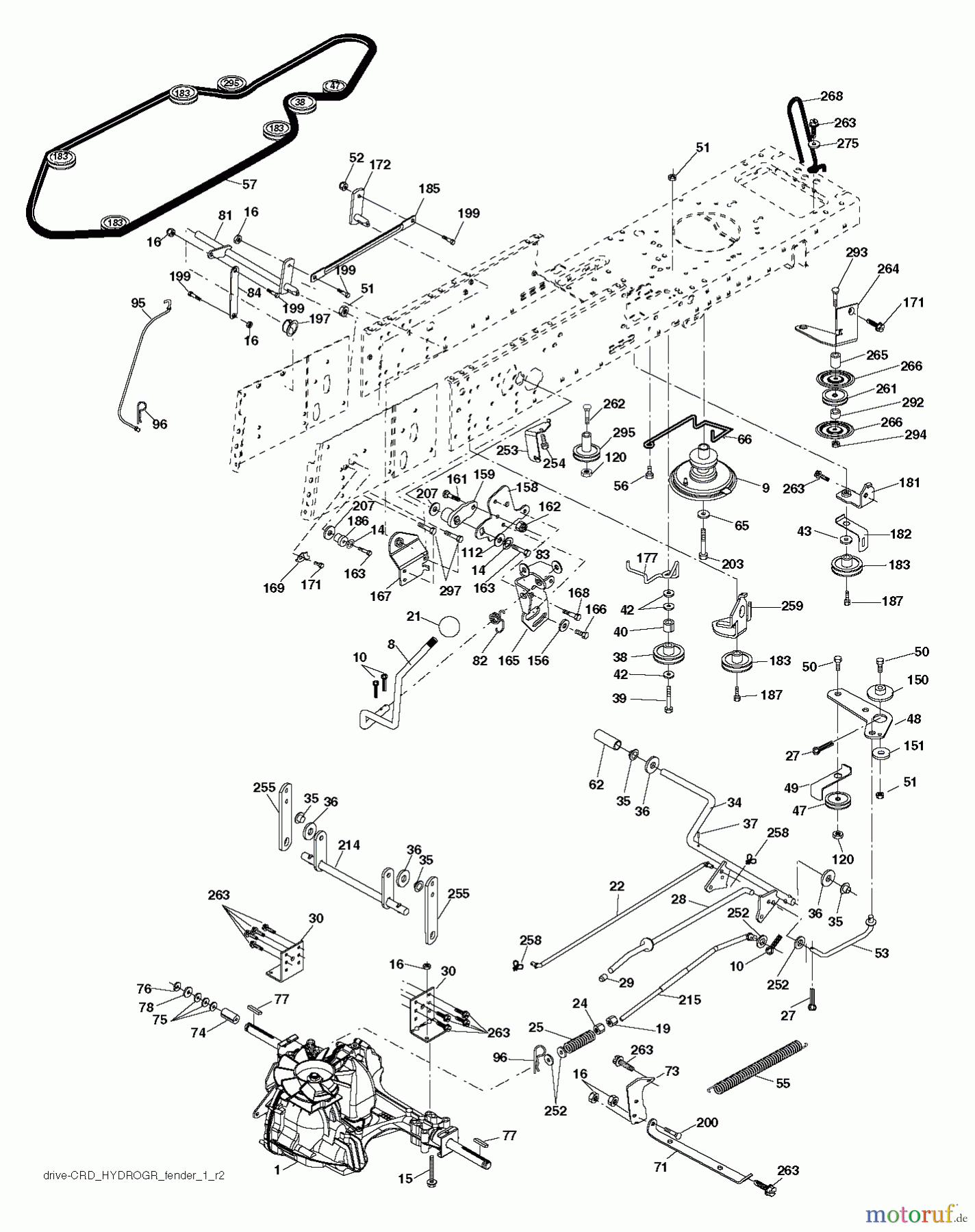  Jonsered Rasen  und Garten Traktoren LT2217 CMA (96061027301) - Jonsered Lawn & Garden Tractor (2010-03) DRIVE