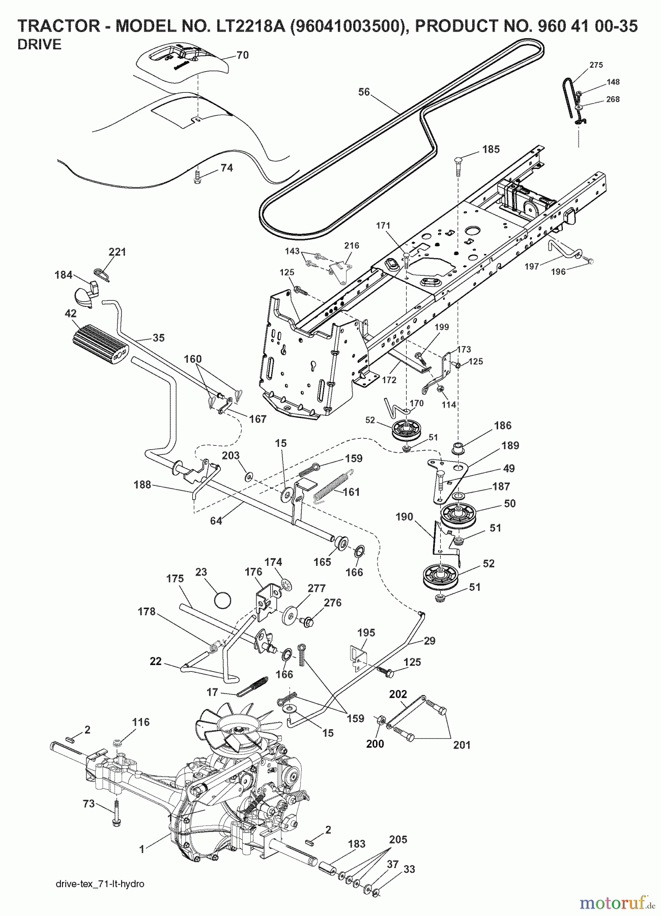  Jonsered Rasen  und Garten Traktoren LT2218 A (96041003500) - Jonsered Lawn & Garden Tractor (2007-03) DRIVE