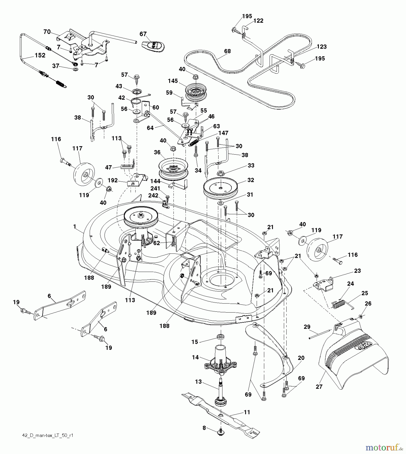  Jonsered Rasen  und Garten Traktoren LT2218 A (96041023900) - Jonsered Lawn & Garden Tractor (2012-10) MOWER DECK / CUTTING DECK