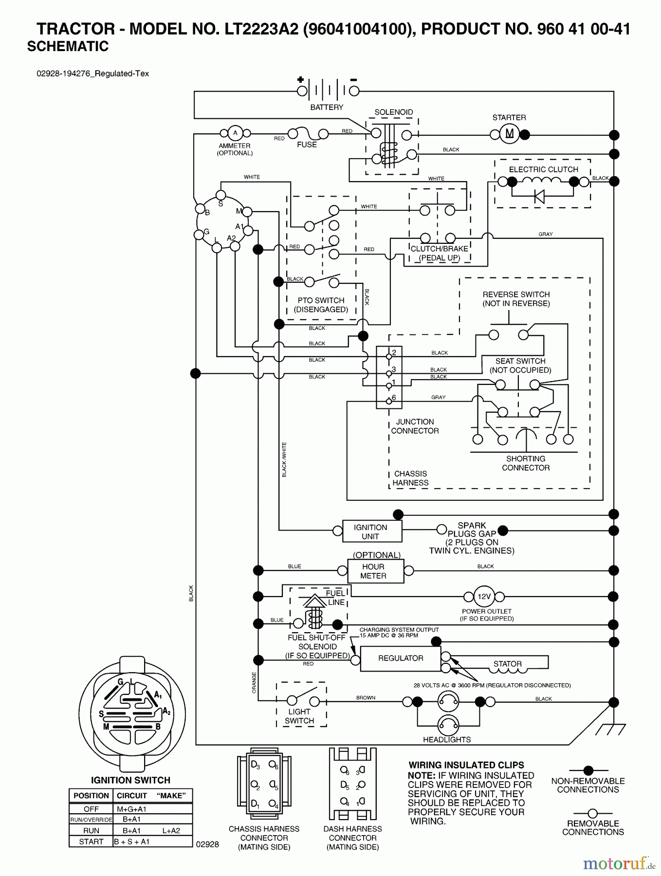  Jonsered Rasen  und Garten Traktoren LT2223 A2 (96041004100) - Jonsered Lawn & Garden Tractor (2007-04) SCHEMATIC