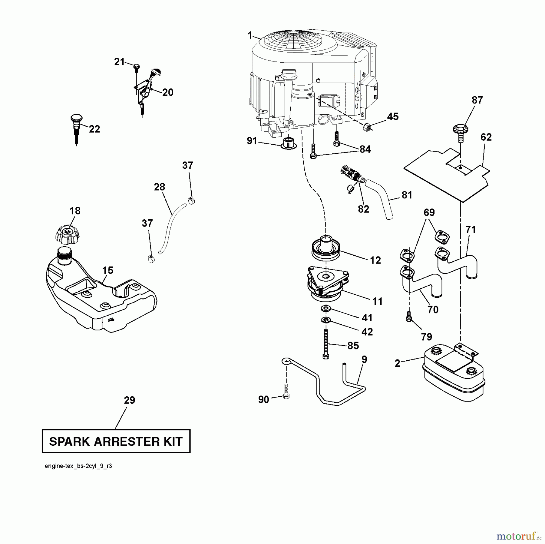  Jonsered Rasen  und Garten Traktoren LT2223 A2 (96041011003) - Jonsered Lawn & Garden Tractor (2010-08) ENGINE