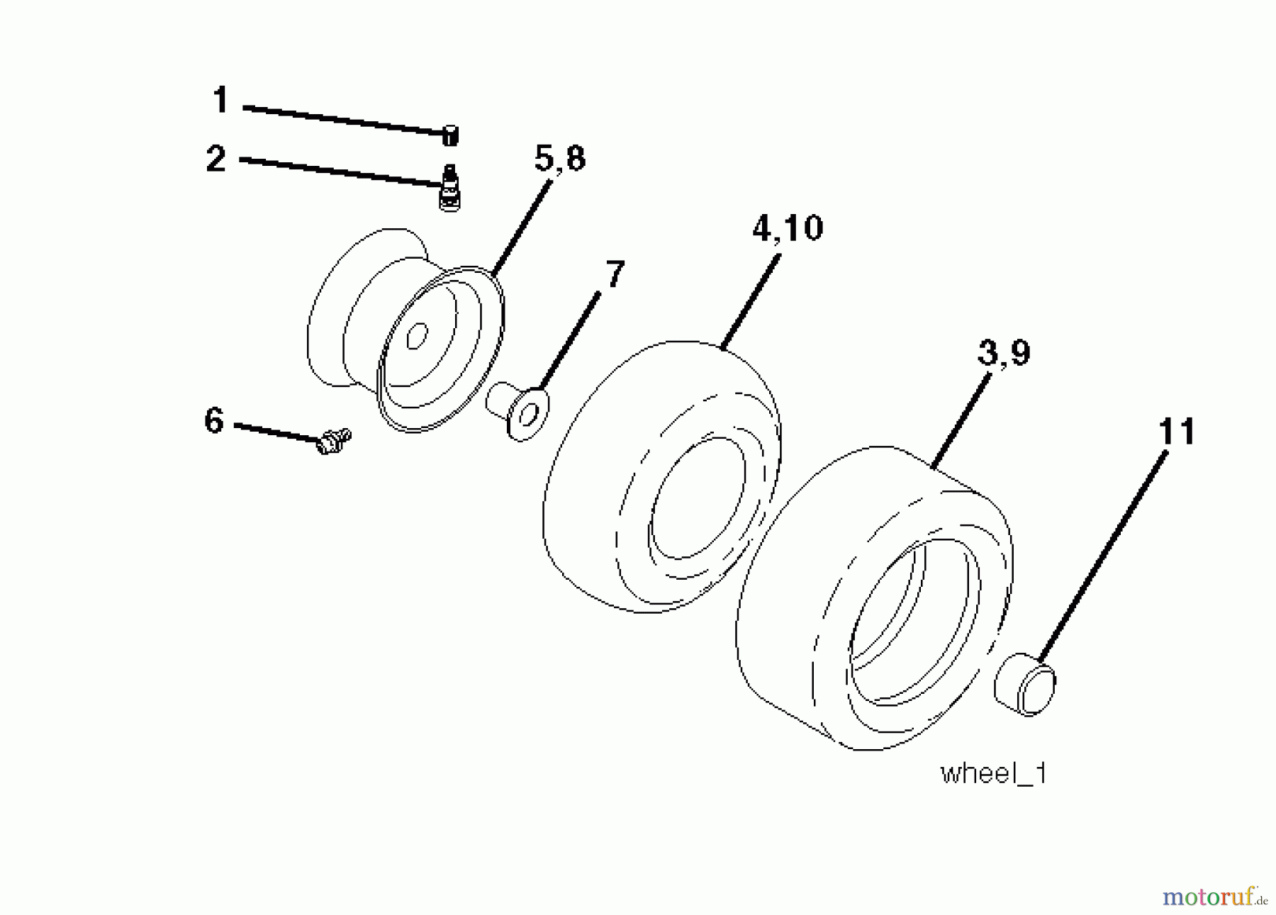  Jonsered Rasen  und Garten Traktoren LT2223 CMA2 (96061020002) - Jonsered Lawn & Garden Tractor (2007-09) WHEELS TIRES