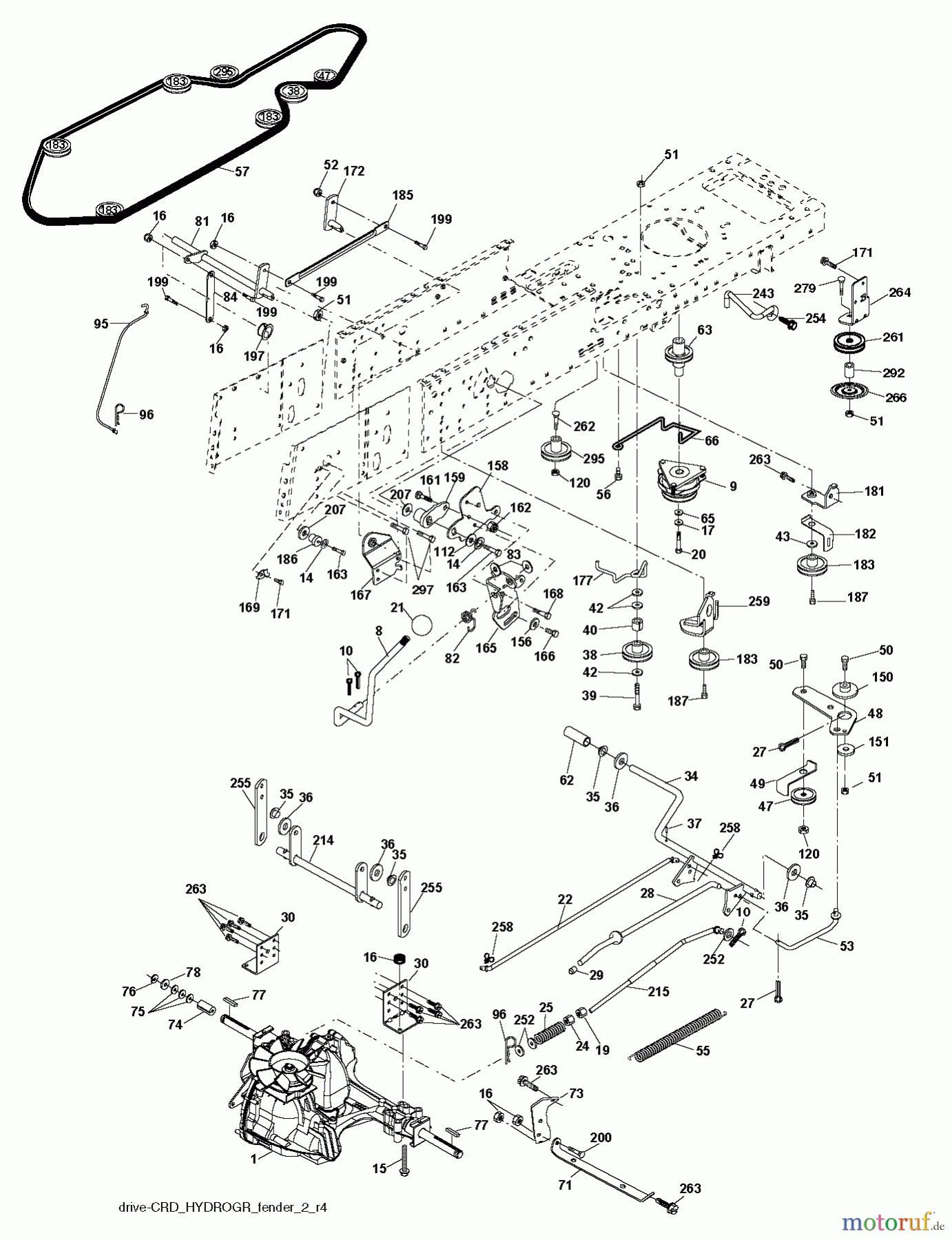  Jonsered Rasen  und Garten Traktoren LT2223 CMA2 (96061026800) - Jonsered Lawn & Garden Tractor (2010-01) DRIVE