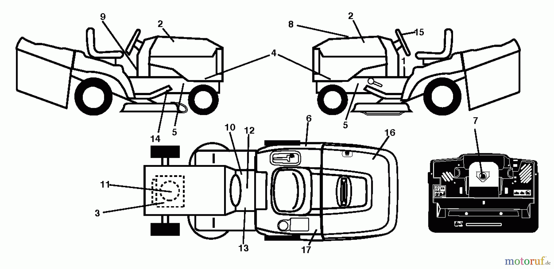  Jonsered Rasen  und Garten Traktoren LT2316 CMA2 (96051000600) - Jonsered Lawn & Garden Tractor (2011-03) DECALS