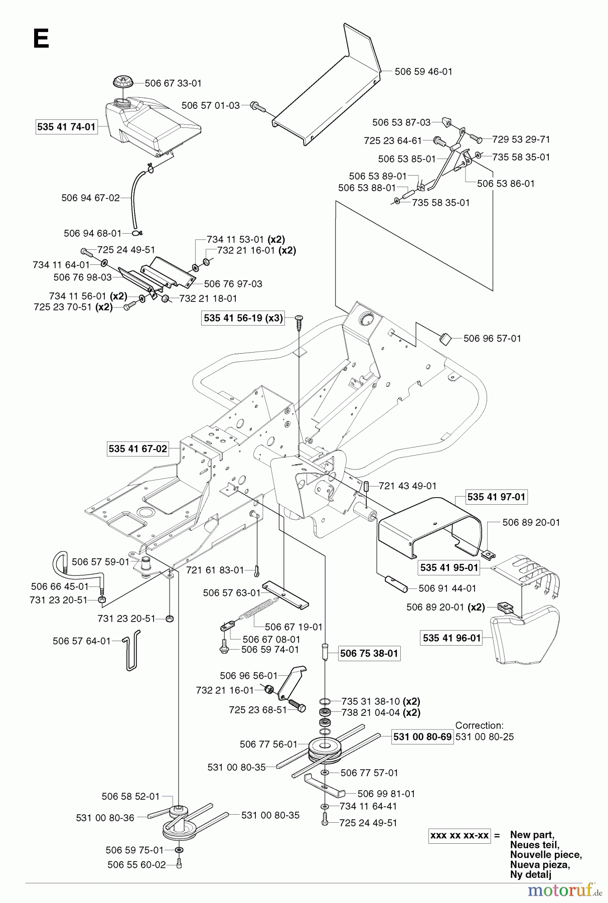  Jonsered Reitermäher FR2113 MA - Jonsered Rear-Engine Riding Mower (2002-03) CHASSIS / FRAME