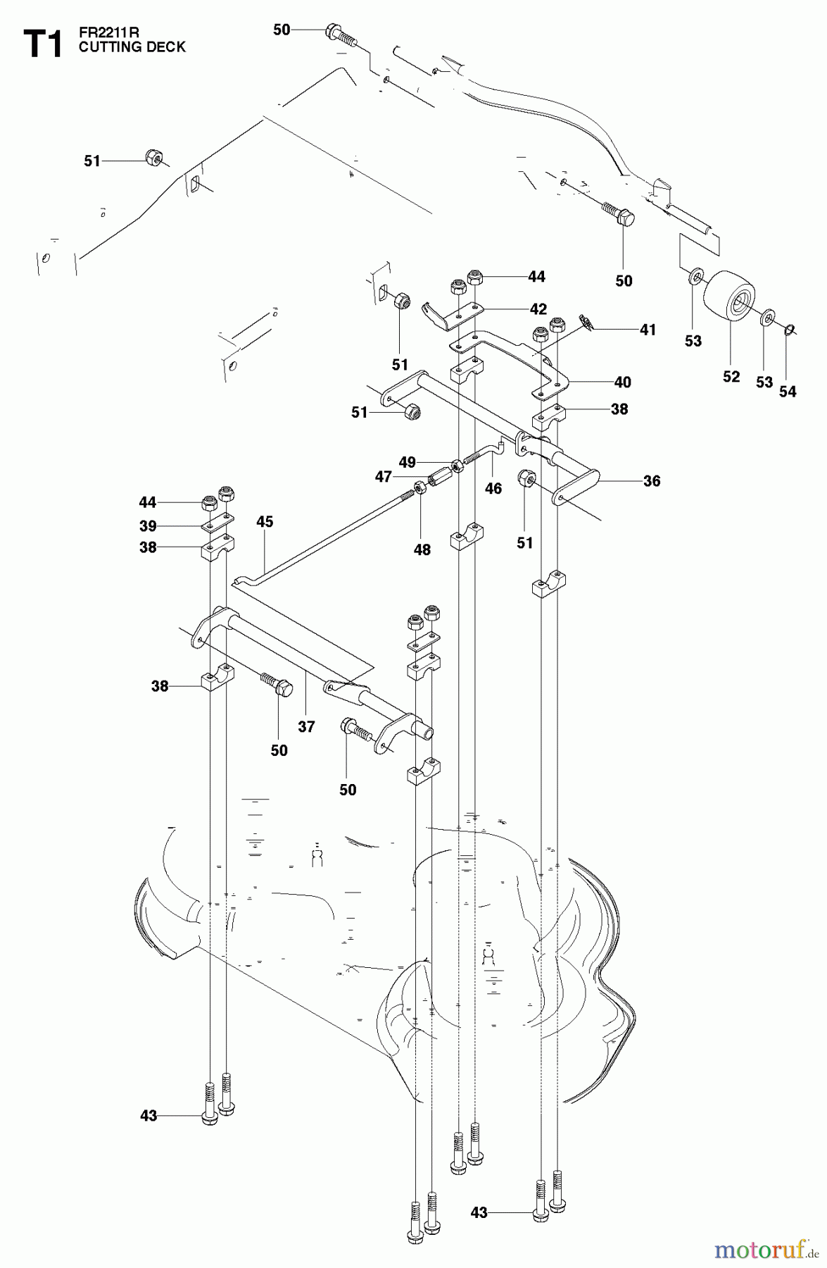  Jonsered Reitermäher FR2211 R (965190101) - Jonsered Rear-Engine Riding Mower (2010-07) MOWER DECK / CUTTING DECK #2