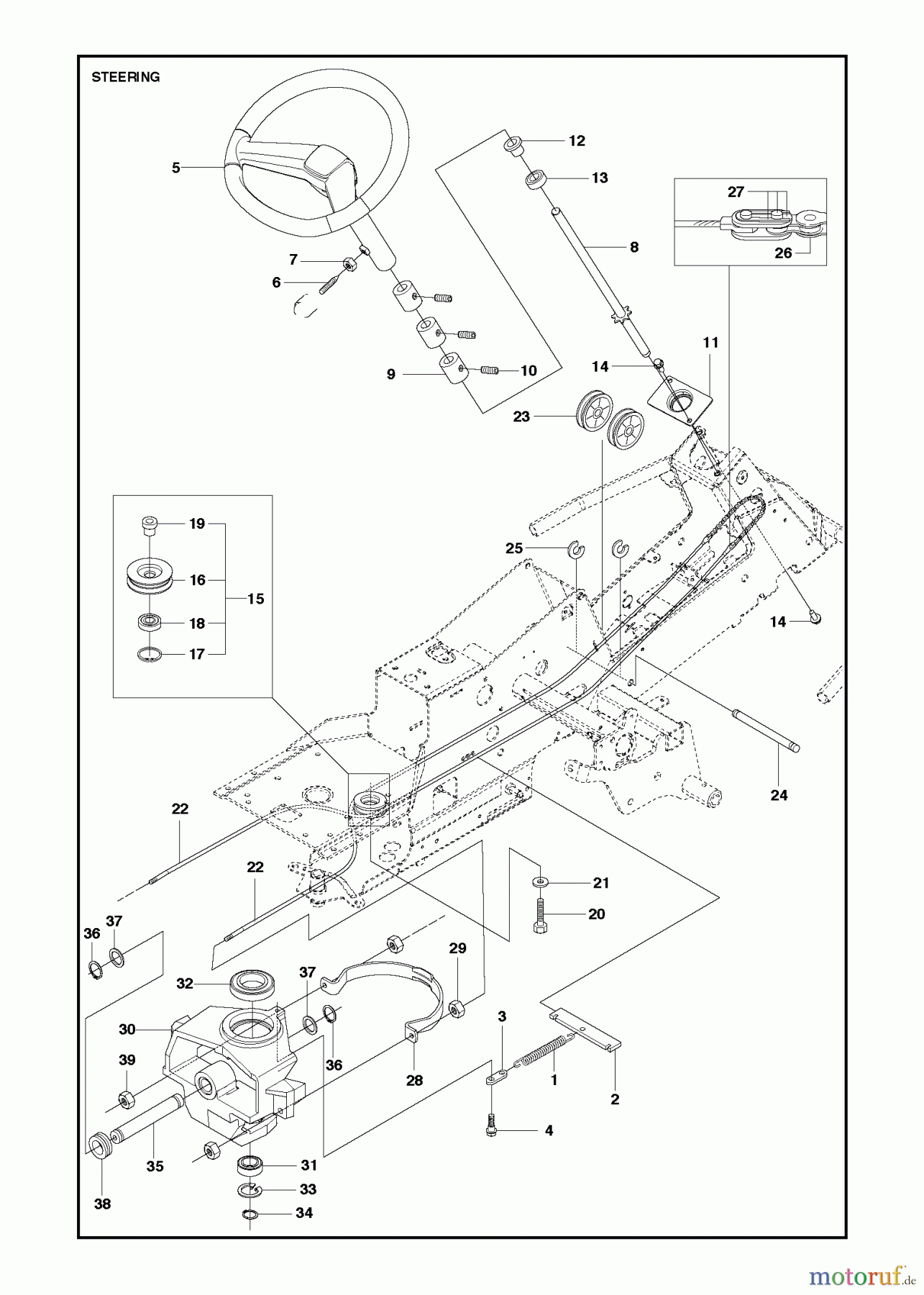  Jonsered Reitermäher FR2218 FA 4x4 (966773701) - Jonsered Rear-Engine Riding Mower (2013) STEERING