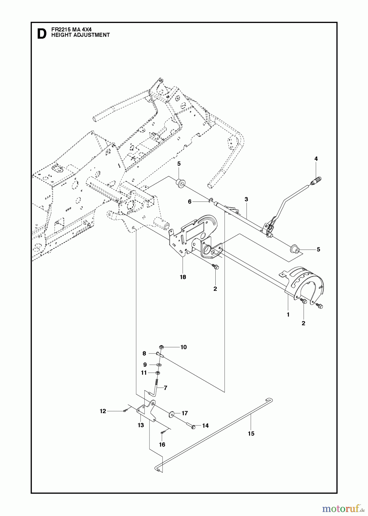  Jonsered Reitermäher FR2215 MA 4x4 (966773501) - Jonsered Rear-Engine Riding Mower (2012) HEIGHT ADJUSTMENT