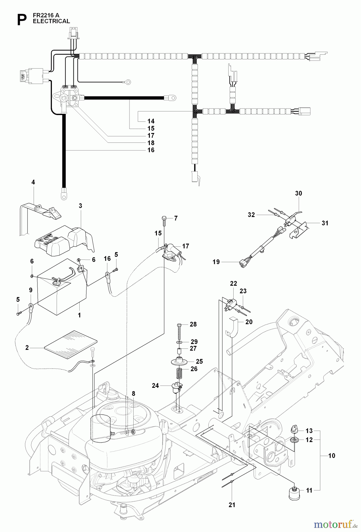  Jonsered Reitermäher FR2216 A (965190501) - Jonsered Rear-Engine Riding Mower (2009-02) ELECTRICAL