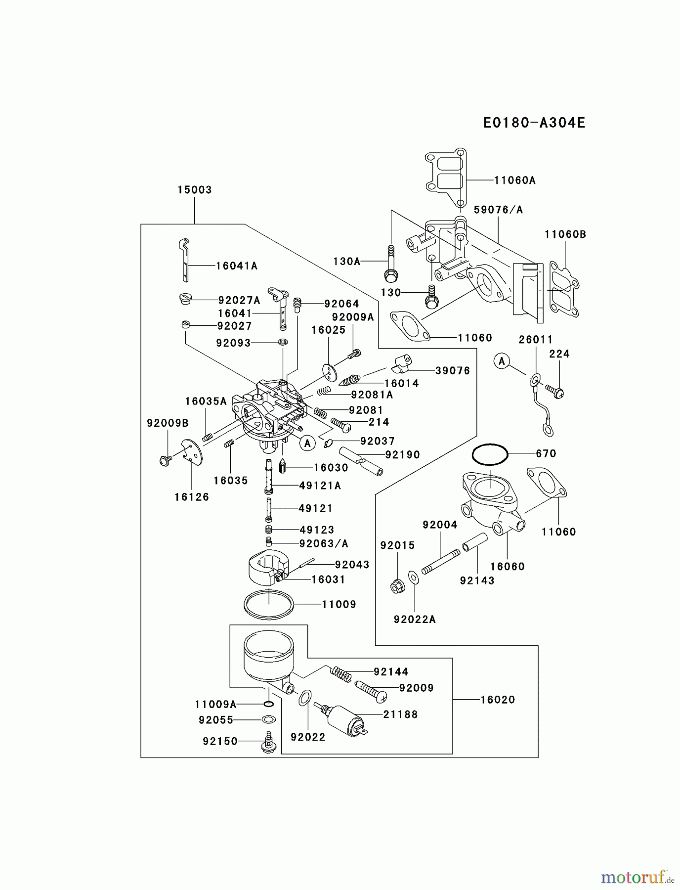  Kawasaki Motoren Motoren Vertikal FA210V - AS02 bis FH641V - DS24 FD501V-AS03 - Kawasaki FD501V 4-Stroke Engine CARBURETOR #2