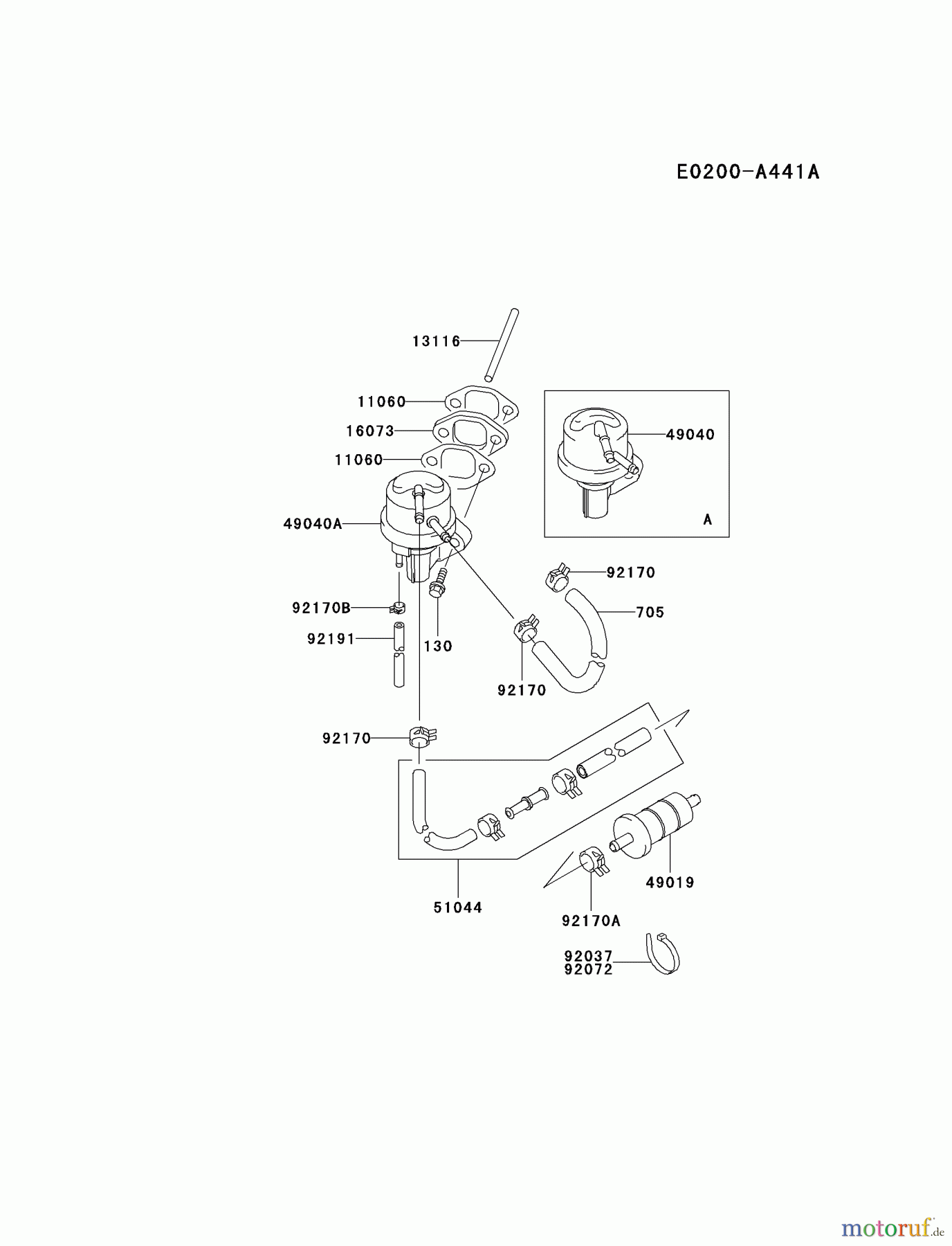  Kawasaki Motoren Motoren Vertikal FA210V - AS02 bis FH641V - DS24 FD501V-AS03 - Kawasaki FD501V 4-Stroke Engine FUEL-TANK/FUEL-VALVE