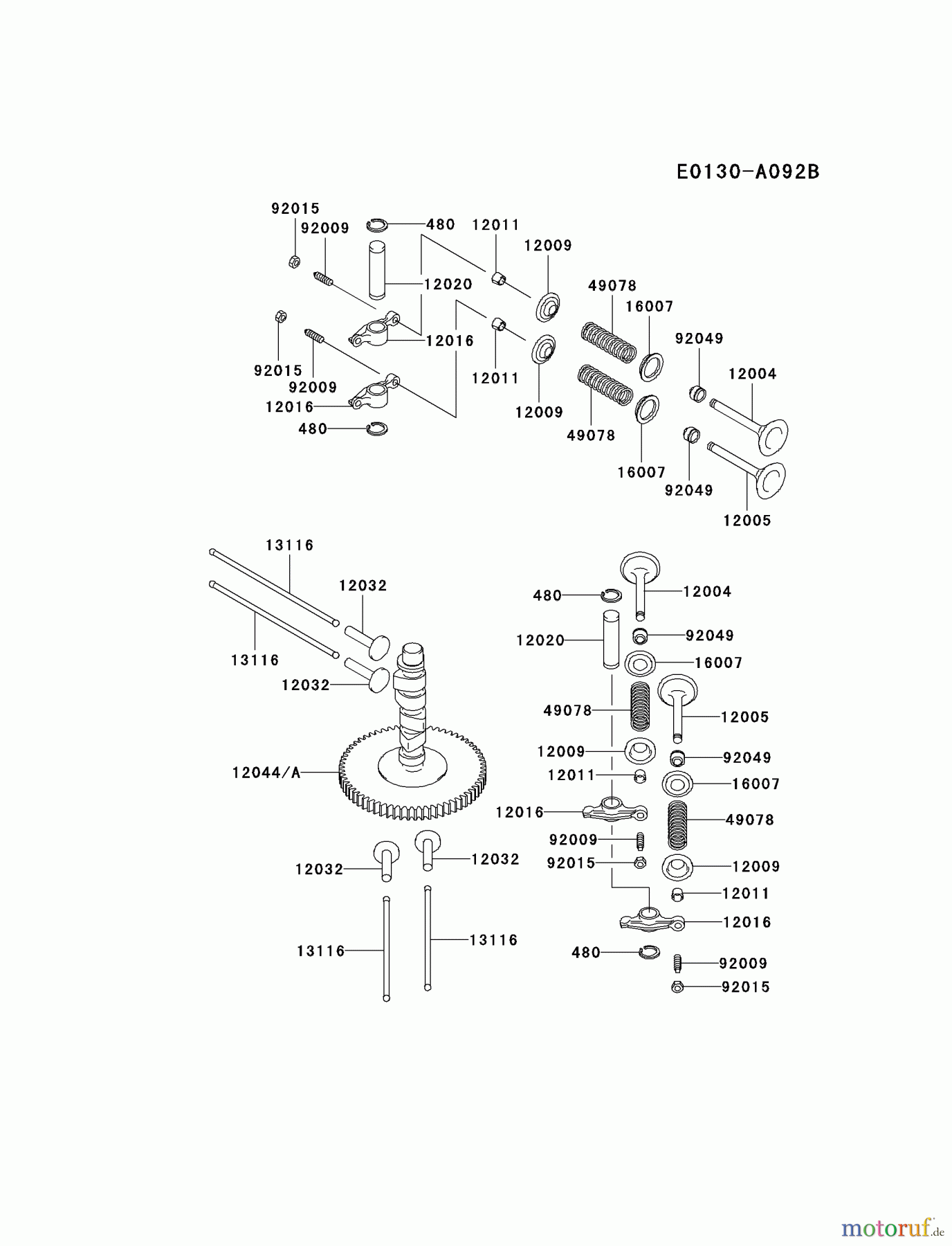  Kawasaki Motoren Motoren Vertikal FA210V - AS02 bis FH641V - DS24 FD501V-BS05 - Kawasaki FD501V 4-Stroke Engine VALVE/CAMSHAFT