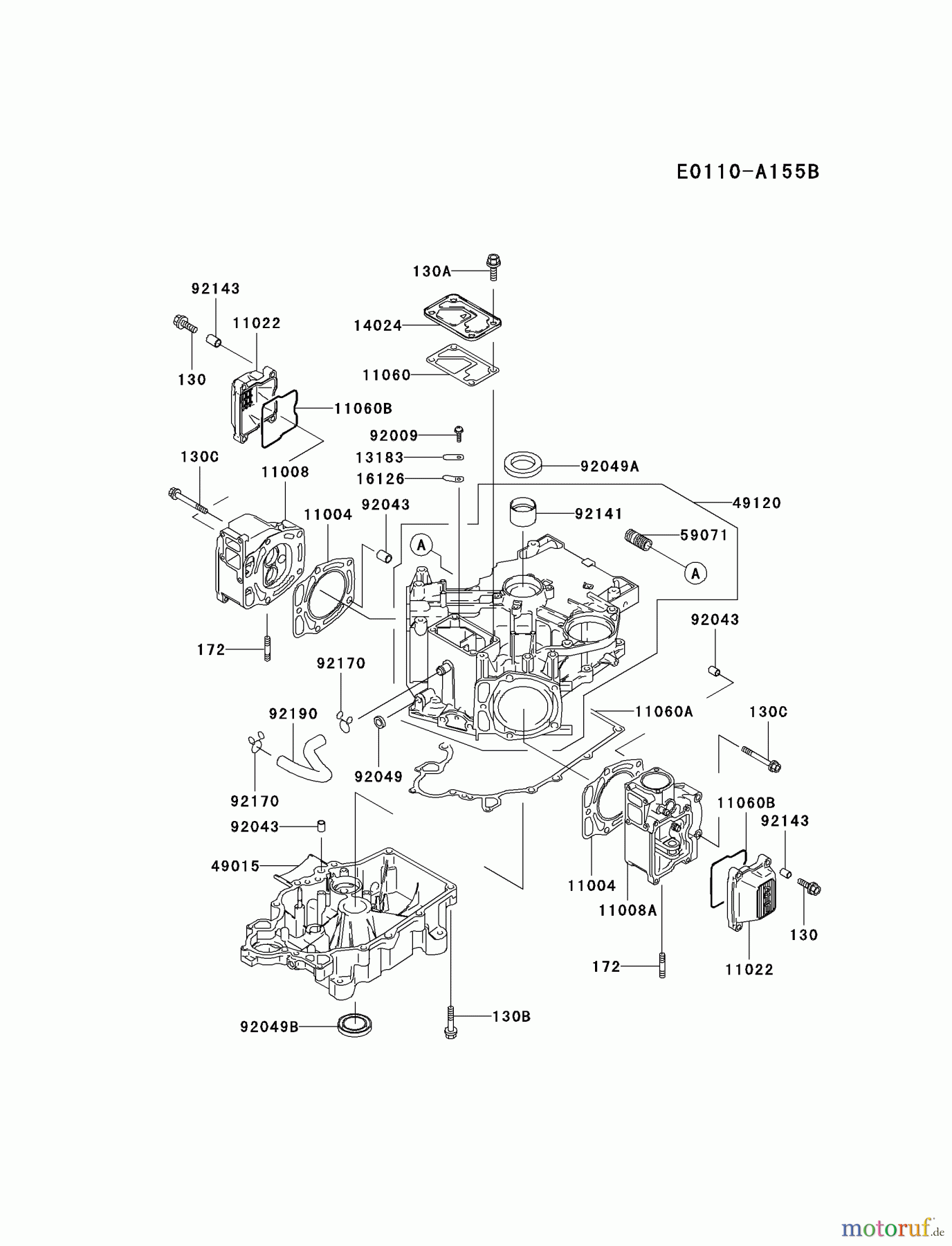  Kawasaki Motoren Motoren Vertikal FA210V - AS02 bis FH641V - DS24 FD590V-AS05 - Kawasaki FD590V 4-Stroke Engine CYLINDER/CRANKCASE