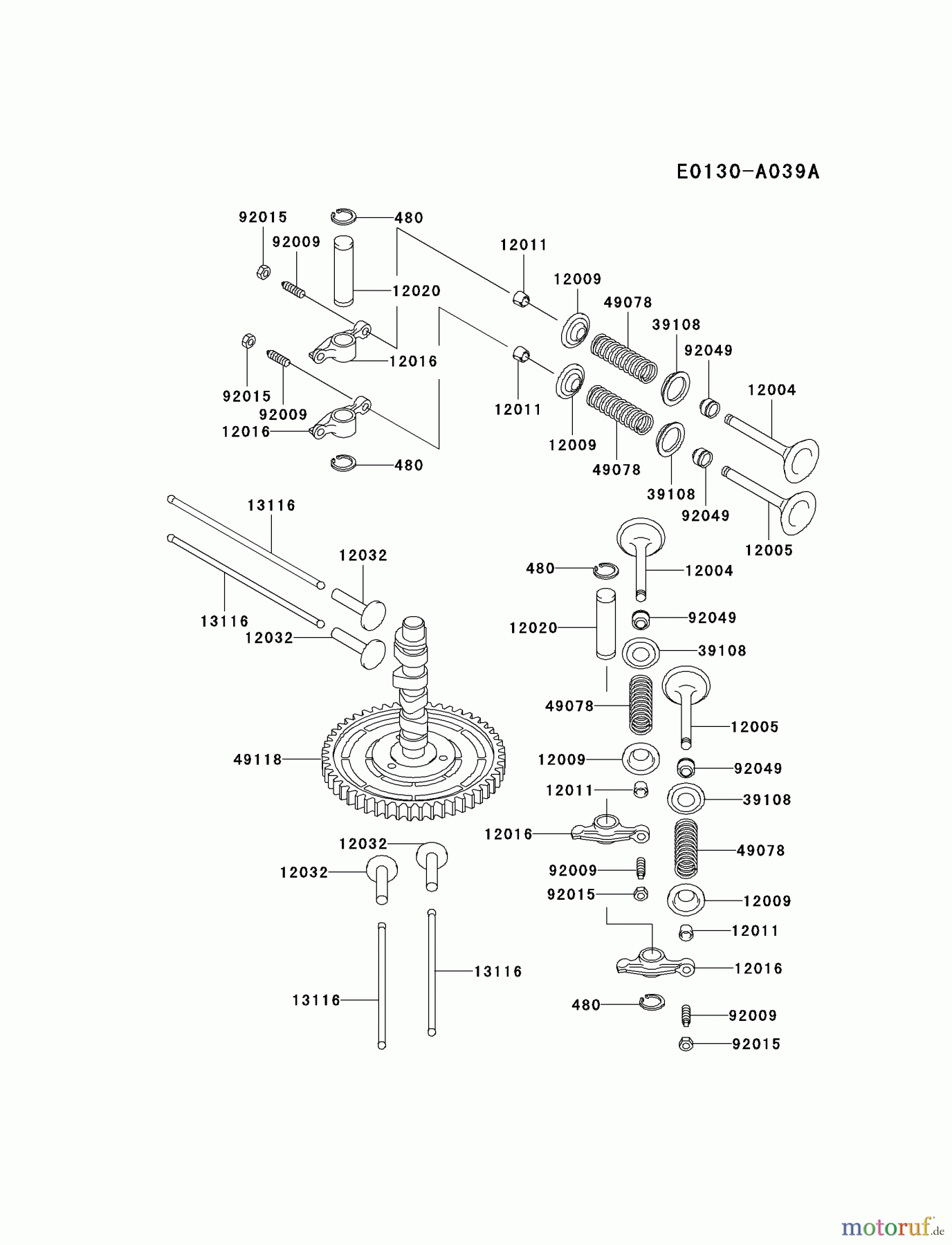  Kawasaki Motoren Motoren Vertikal FA210V - AS02 bis FH641V - DS24 FD590V-AS07 - Kawasaki FD590V 4-Stroke Engine VALVE/CAMSHAFT