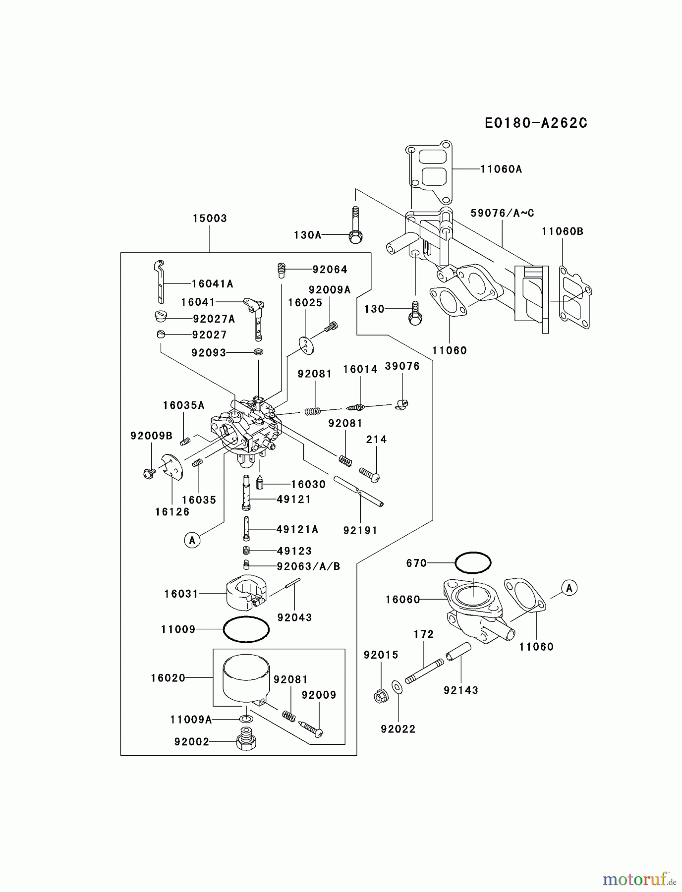  Kawasaki Motoren Motoren Vertikal FA210V - AS02 bis FH641V - DS24 FD590V-BS06 - Kawasaki FD590V 4-Stroke Engine CARBURETOR #2