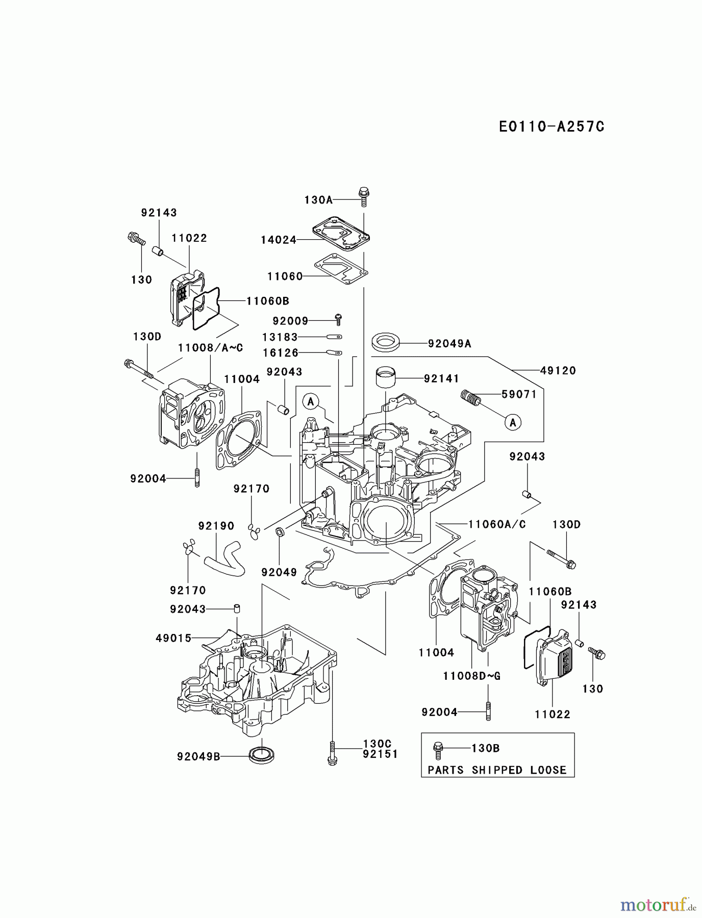  Kawasaki Motoren Motoren Vertikal FA210V - AS02 bis FH641V - DS24 FD590V-BS09 - Kawasaki FD590V 4-Stroke Engine CYLINDER/CRANKCASE