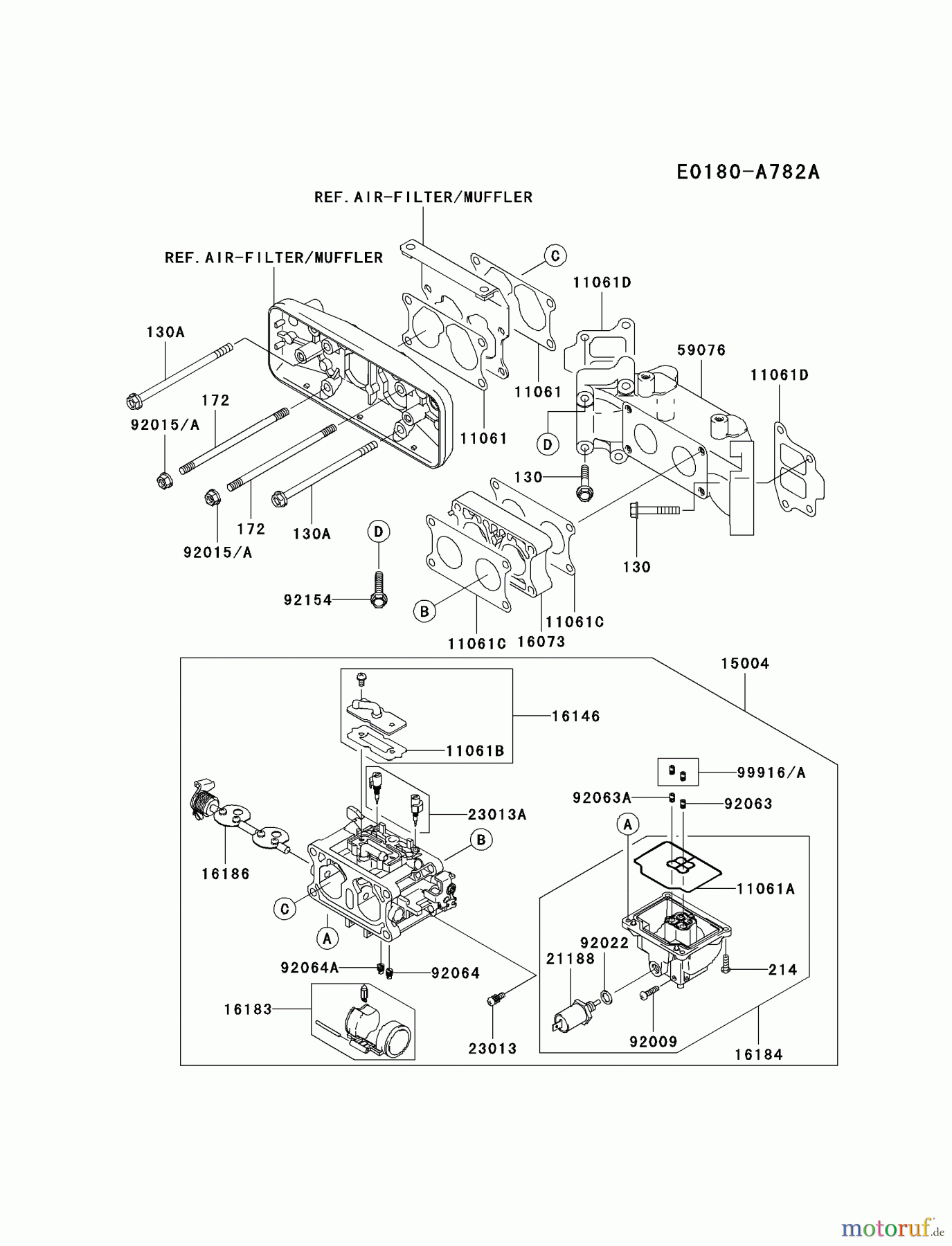  Kawasaki Motoren Motoren Vertikal FA210V - AS02 bis FH641V - DS24 FD731V-AS08 - Kawasaki FD731V 4-Stroke Engine CARBURETOR