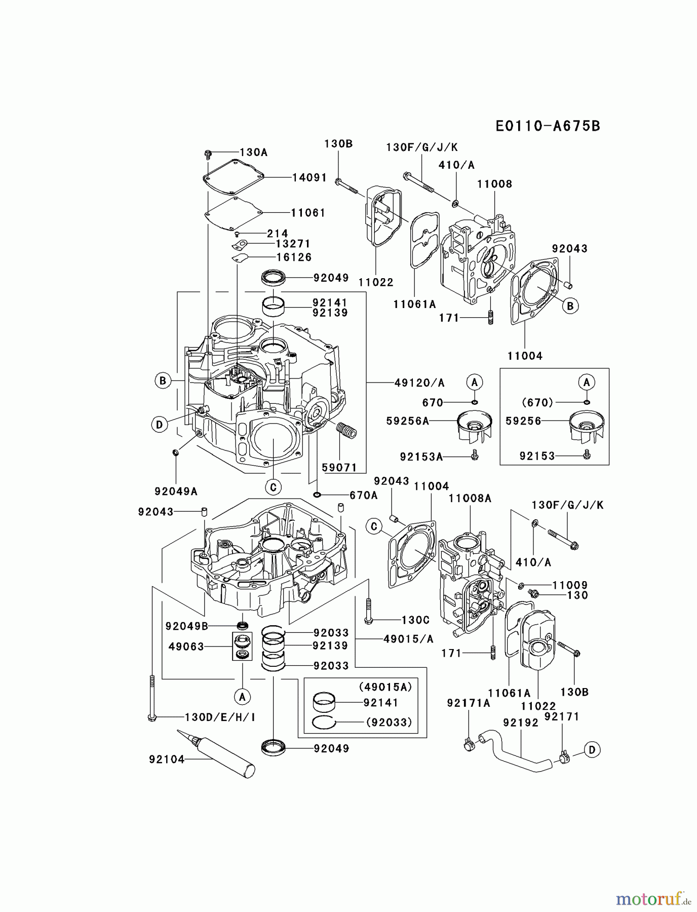  Kawasaki Motoren Motoren Vertikal FA210V - AS02 bis FH641V - DS24 FD731V-CS04 - Kawasaki FD731V 4-Stroke Engine CYLINDER/CRANKCASE #1