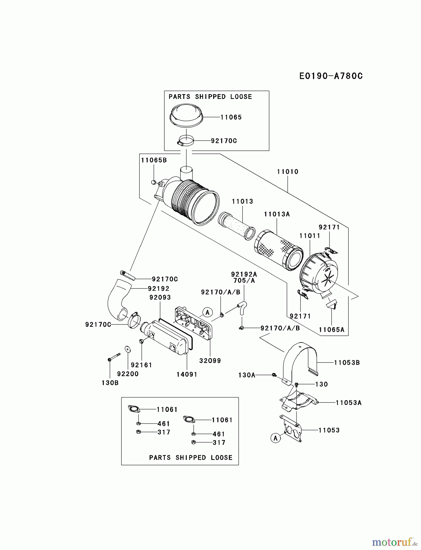  Kawasaki Motoren Motoren Vertikal FA210V - AS02 bis FH641V - DS24 FD731V-AS00 - Kawasaki FD731V 4-Stroke Engine AIR-FILTER/MUFFLER