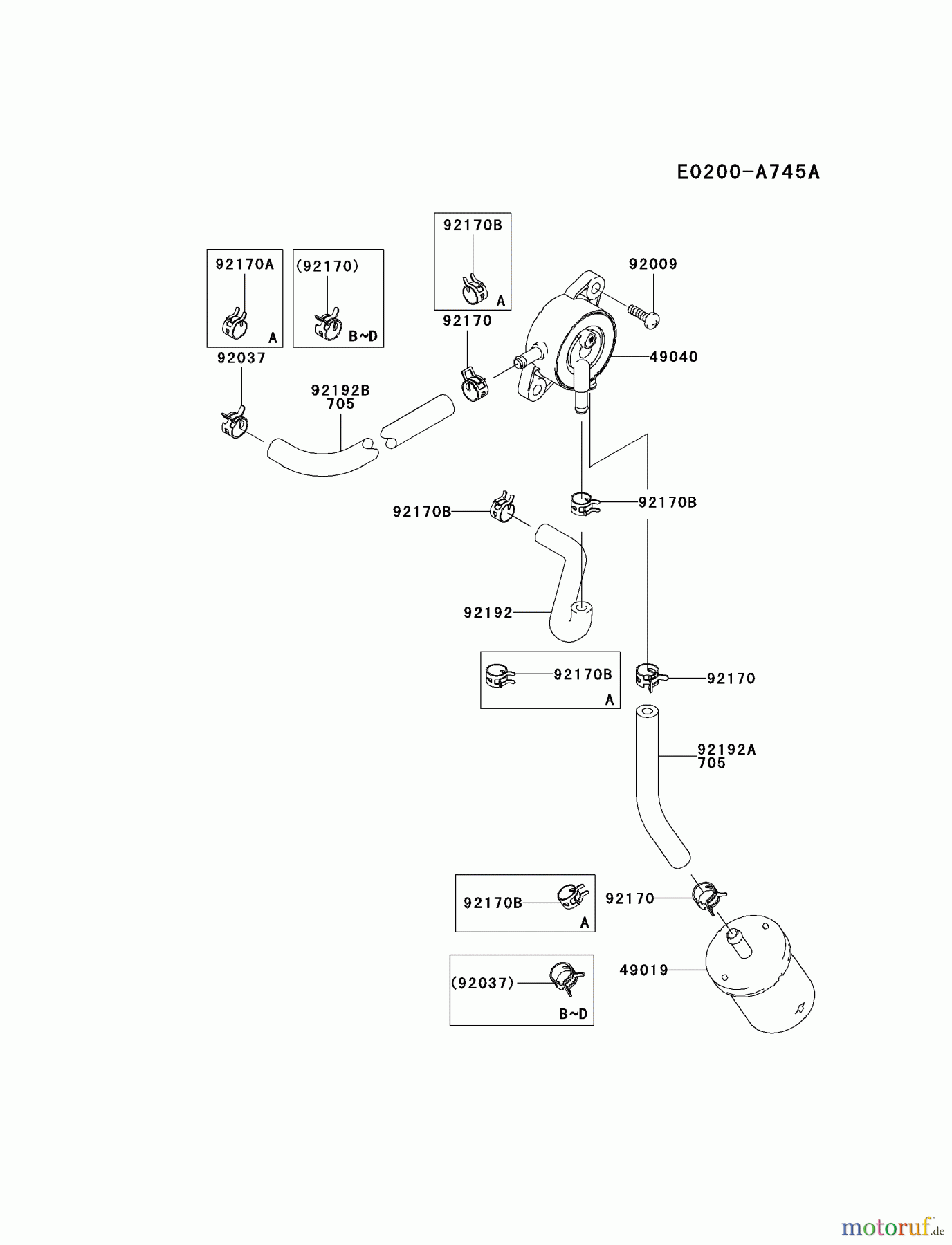  Kawasaki Motoren Motoren Vertikal FA210V - AS02 bis FH641V - DS24 FD731V-DS05 - Kawasaki FD731V 4-Stroke Engine FUEL-TANK/FUEL-VALVE