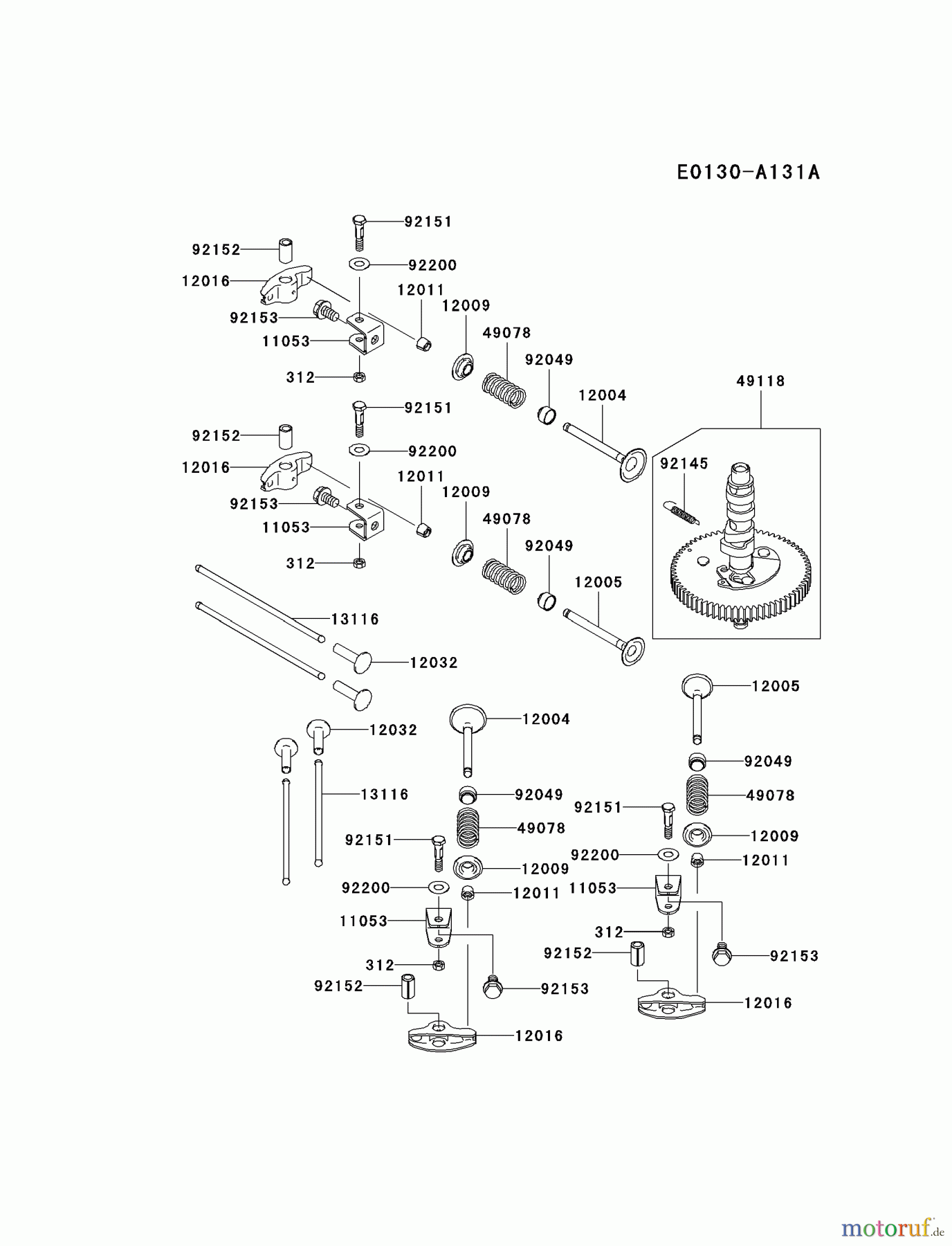  Kawasaki Motoren Motoren Vertikal FA210V - AS02 bis FH641V - DS24 FD731V-AS05 - Kawasaki FD731V 4-Stroke Engine VALVE/CAMSHAFT