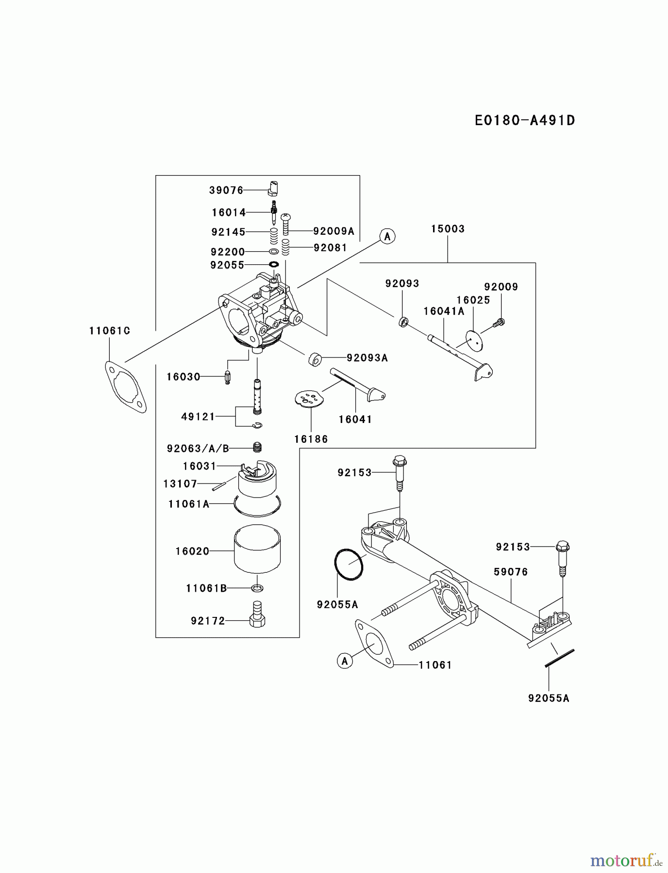  Kawasaki Motoren Motoren Vertikal FA210V - AS02 bis FH641V - DS24 FH381V-AS25 - Kawasaki FH381V 4-Stroke Engine CARBURETOR