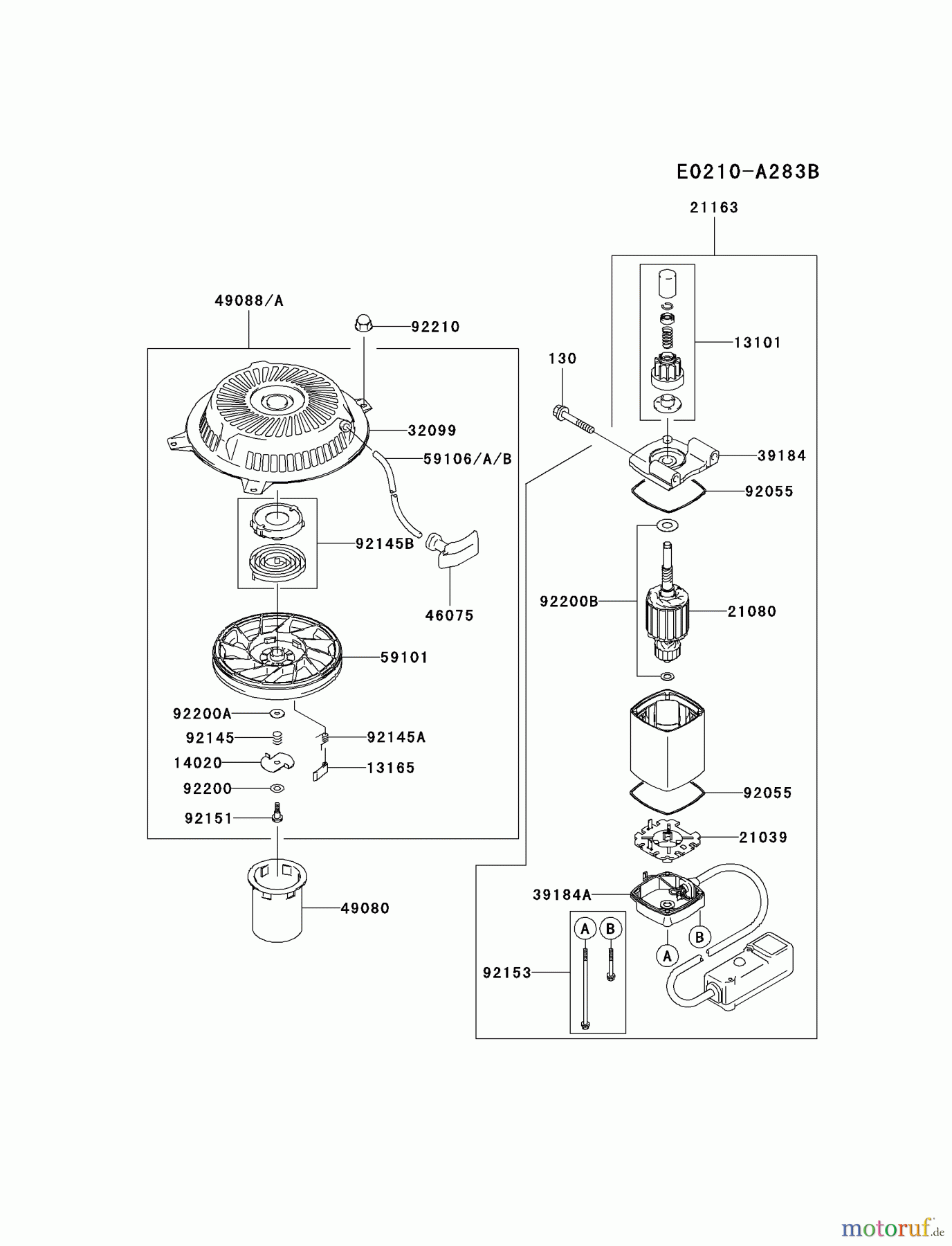  Kawasaki Motoren Motoren Vertikal FA210V - AS02 bis FH641V - DS24 FH381V-AS10 - Kawasaki FH381V 4-Stroke Engine STARTER