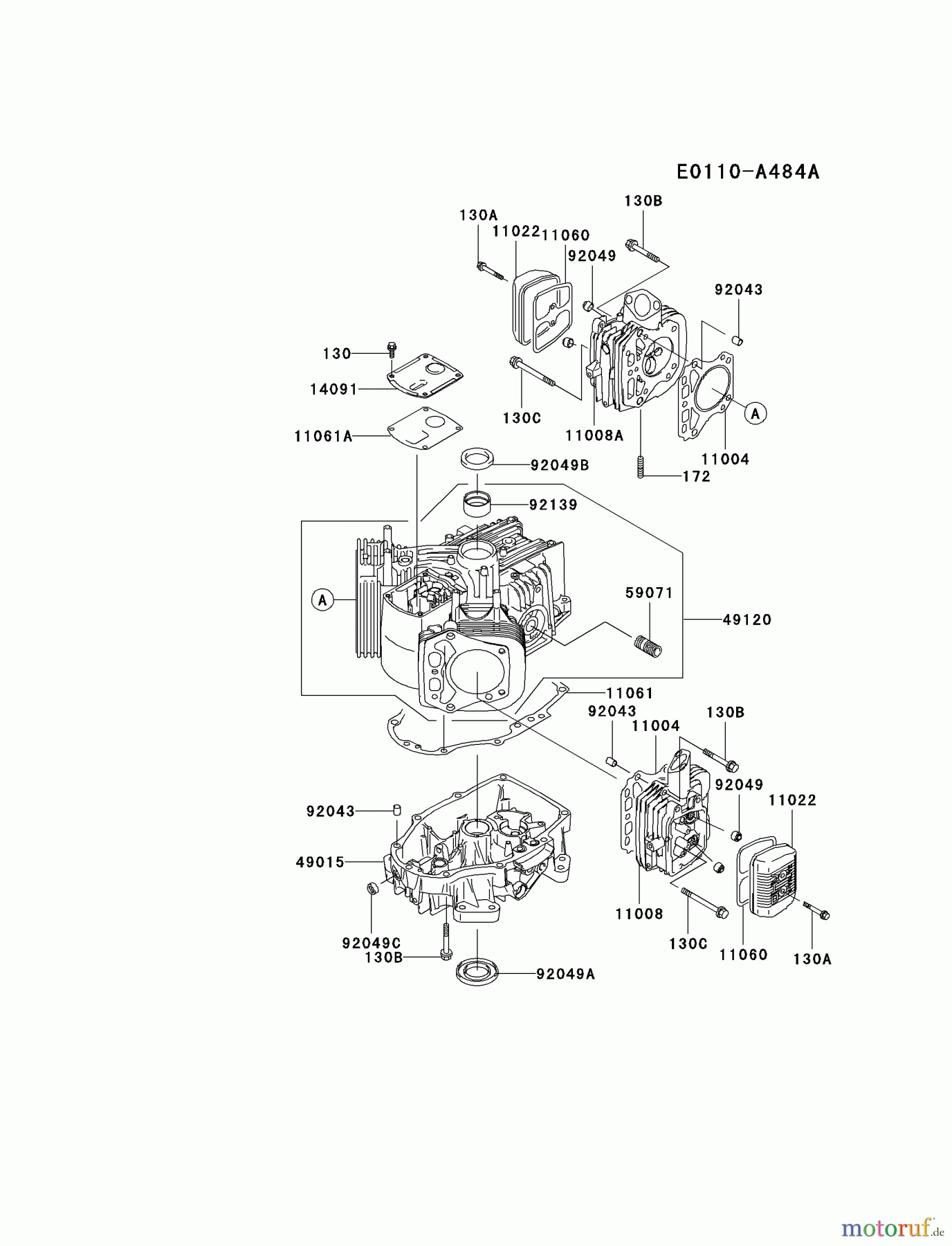  Kawasaki Motoren Motoren Vertikal FA210V - AS02 bis FH641V - DS24 FH381V-CS27 - Kawasaki FH381V 4-Stroke Engine CYLINDER/CRANKCASE