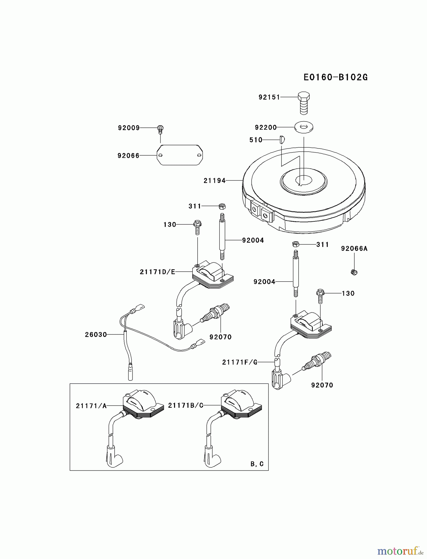  Kawasaki Motoren Motoren Vertikal FA210V - AS02 bis FH641V - DS24 FH381V-BS06 - Kawasaki FH381V 4-Stroke Engine ELECTRIC-EQUIPMENT