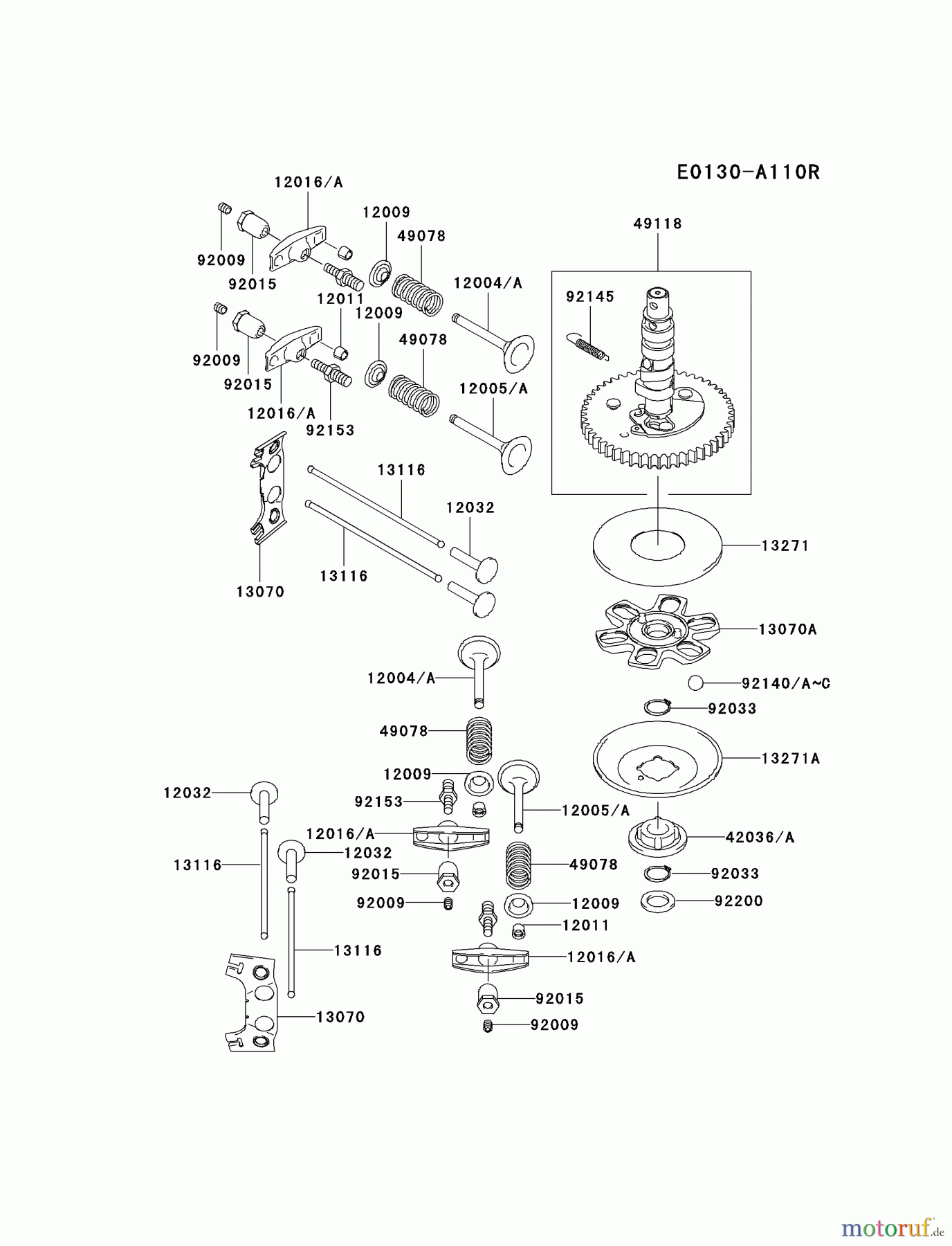  Kawasaki Motoren Motoren Vertikal FA210V - AS02 bis FH641V - DS24 FH381V-CS03 - Kawasaki FH381V 4-Stroke Engine VALVE/CAMSHAFT