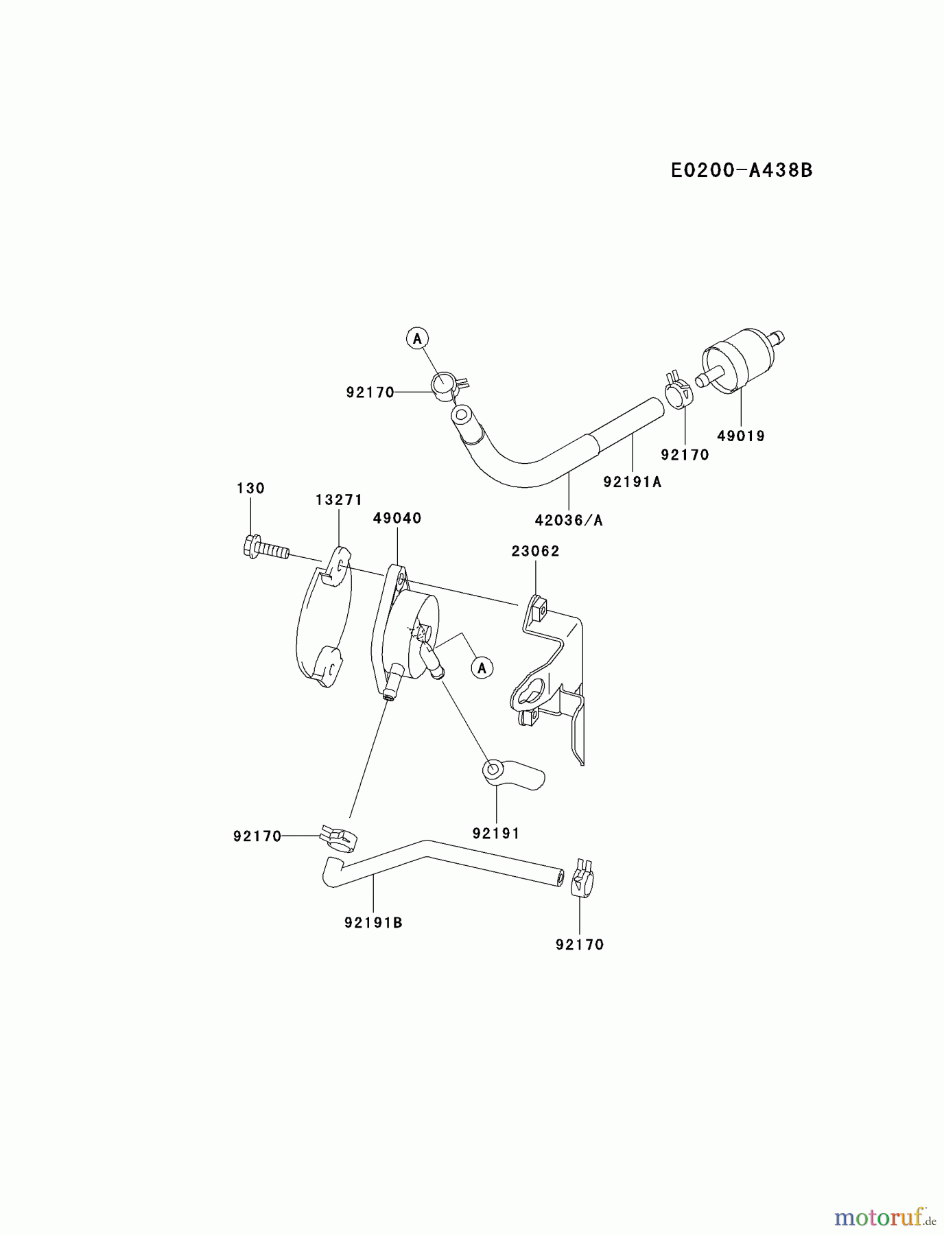  Kawasaki Motoren Motoren Vertikal FA210V - AS02 bis FH641V - DS24 FH381V-DS07 - Kawasaki FH381V 4-Stroke Engine FUEL-TANK/FUEL-VALVE