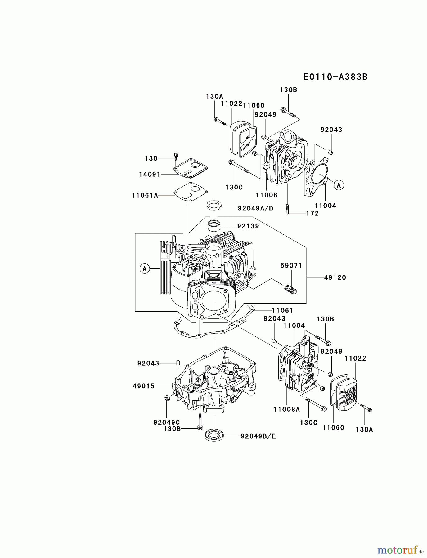  Kawasaki Motoren Motoren Vertikal FA210V - AS02 bis FH641V - DS24 FH430V-AS12 - Kawasaki FH430V 4-Stroke Engine CYLINDER/CRANKCASE