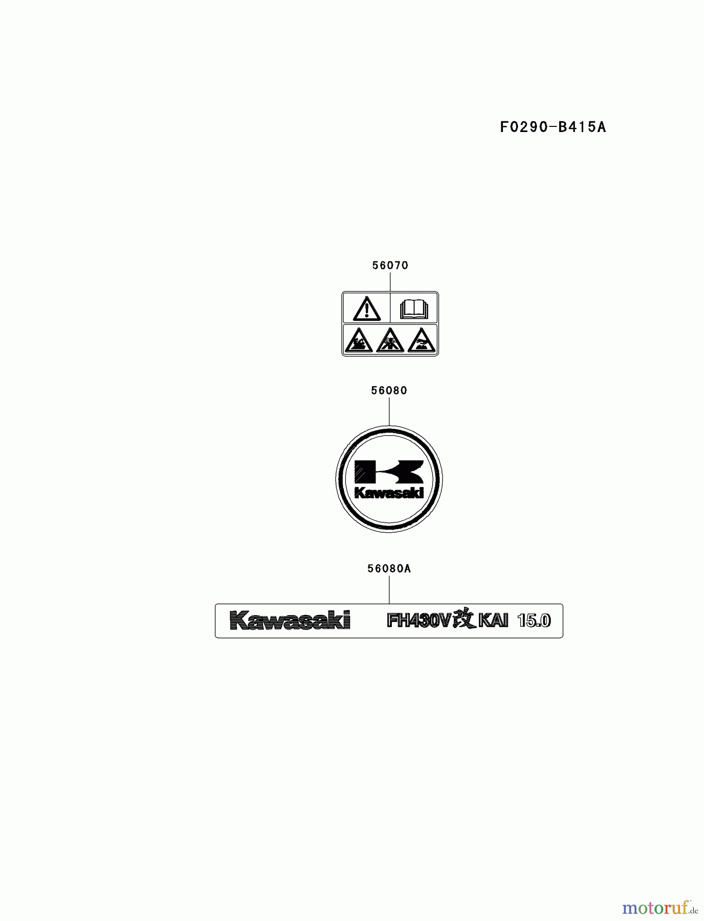  Kawasaki Motoren Motoren Vertikal FA210V - AS02 bis FH641V - DS24 FH430V-AS39 - Kawasaki FH430V 4-Stroke Engine LABEL