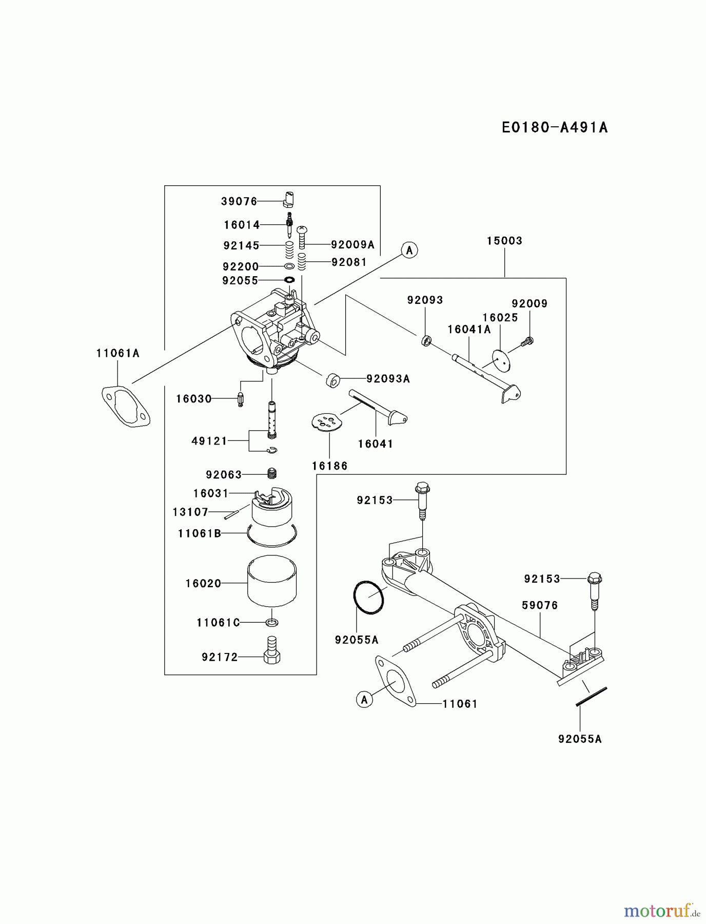  Kawasaki Motoren Motoren Vertikal FA210V - AS02 bis FH641V - DS24 FH381V-BS04 - Kawasaki FH381V 4-Stroke Engine CARBURETOR