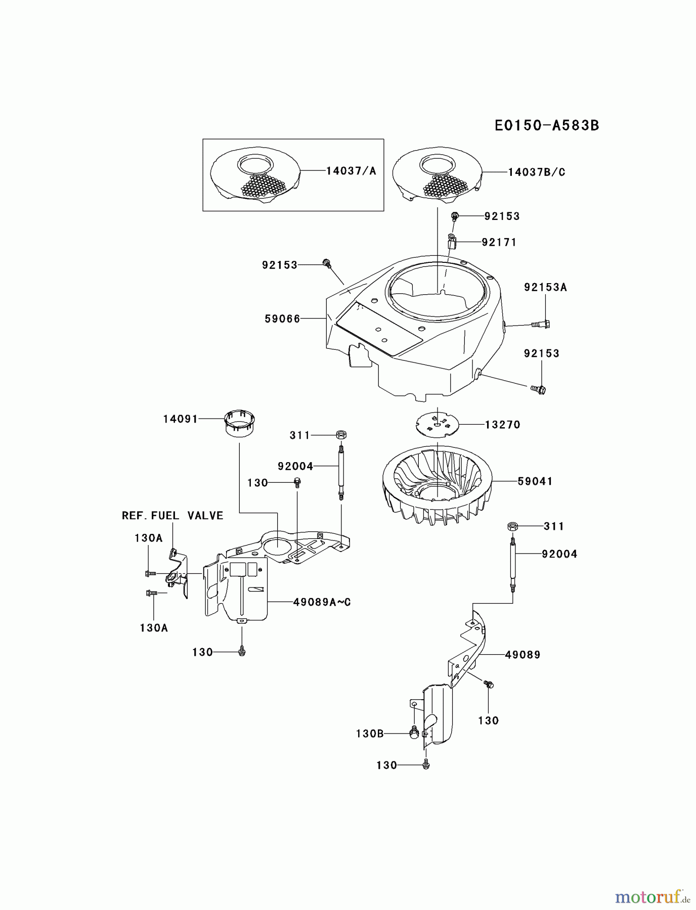  Kawasaki Motoren Motoren Vertikal FA210V - AS02 bis FH641V - DS24 FH430V-BS10 - Kawasaki FH430V 4-Stroke Engine COOLING-EQUIPMENT