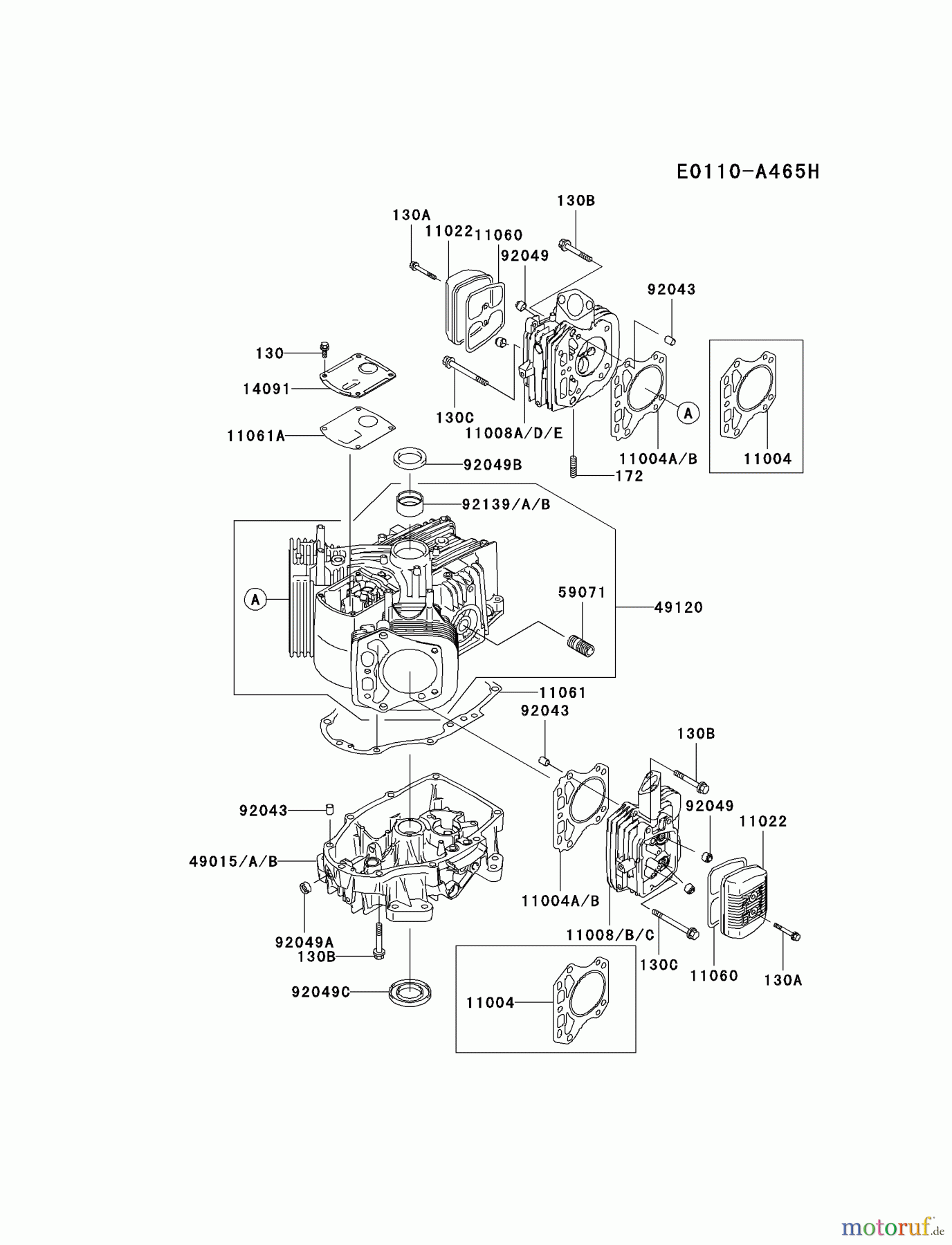  Kawasaki Motoren Motoren Vertikal FA210V - AS02 bis FH641V - DS24 FH430V-BS11 - Kawasaki FH430V 4-Stroke Engine CYLINDER/CRANKCASE