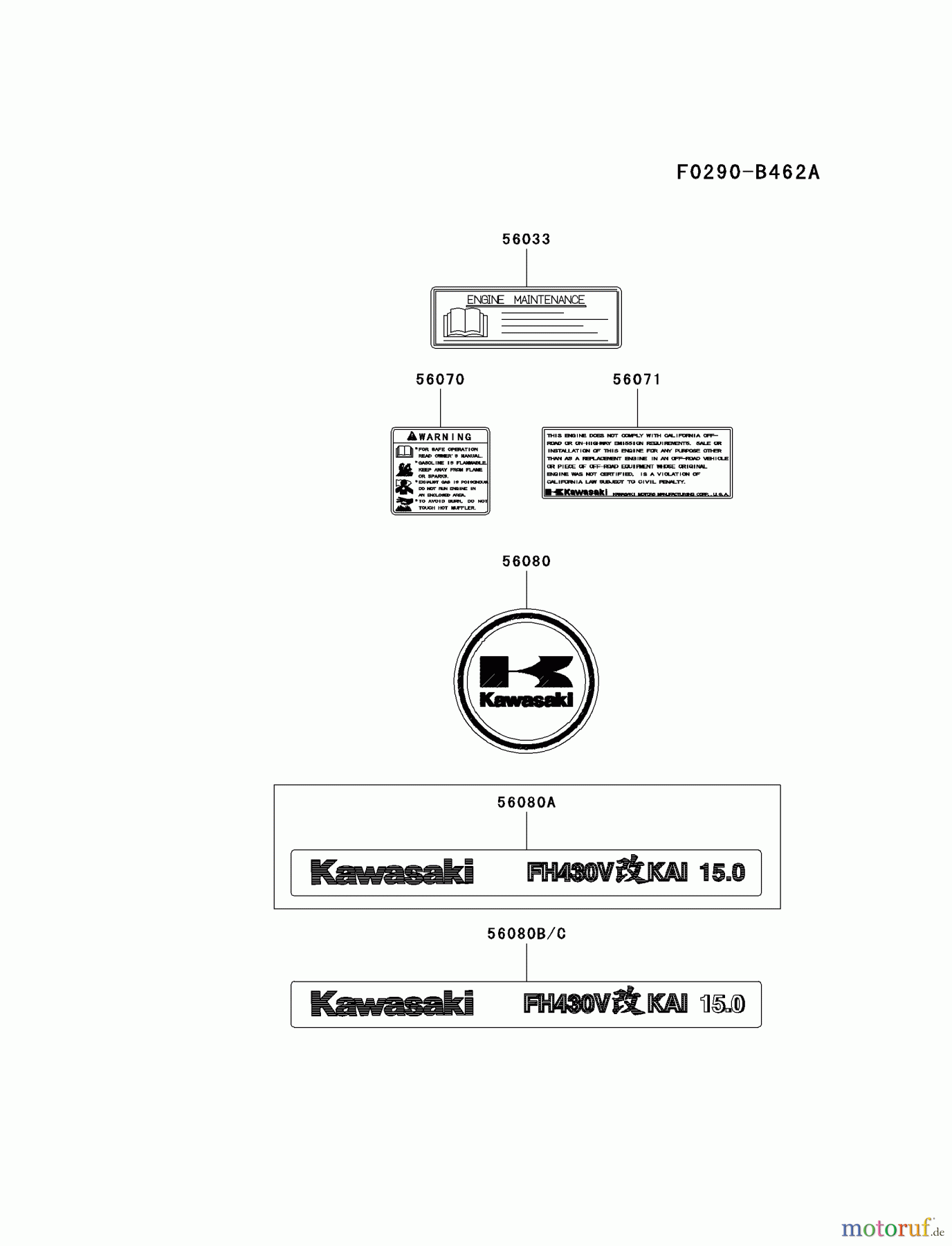  Kawasaki Motoren Motoren Vertikal FA210V - AS02 bis FH641V - DS24 FH430V-AS34 - Kawasaki FH430V 4-Stroke Engine LABEL