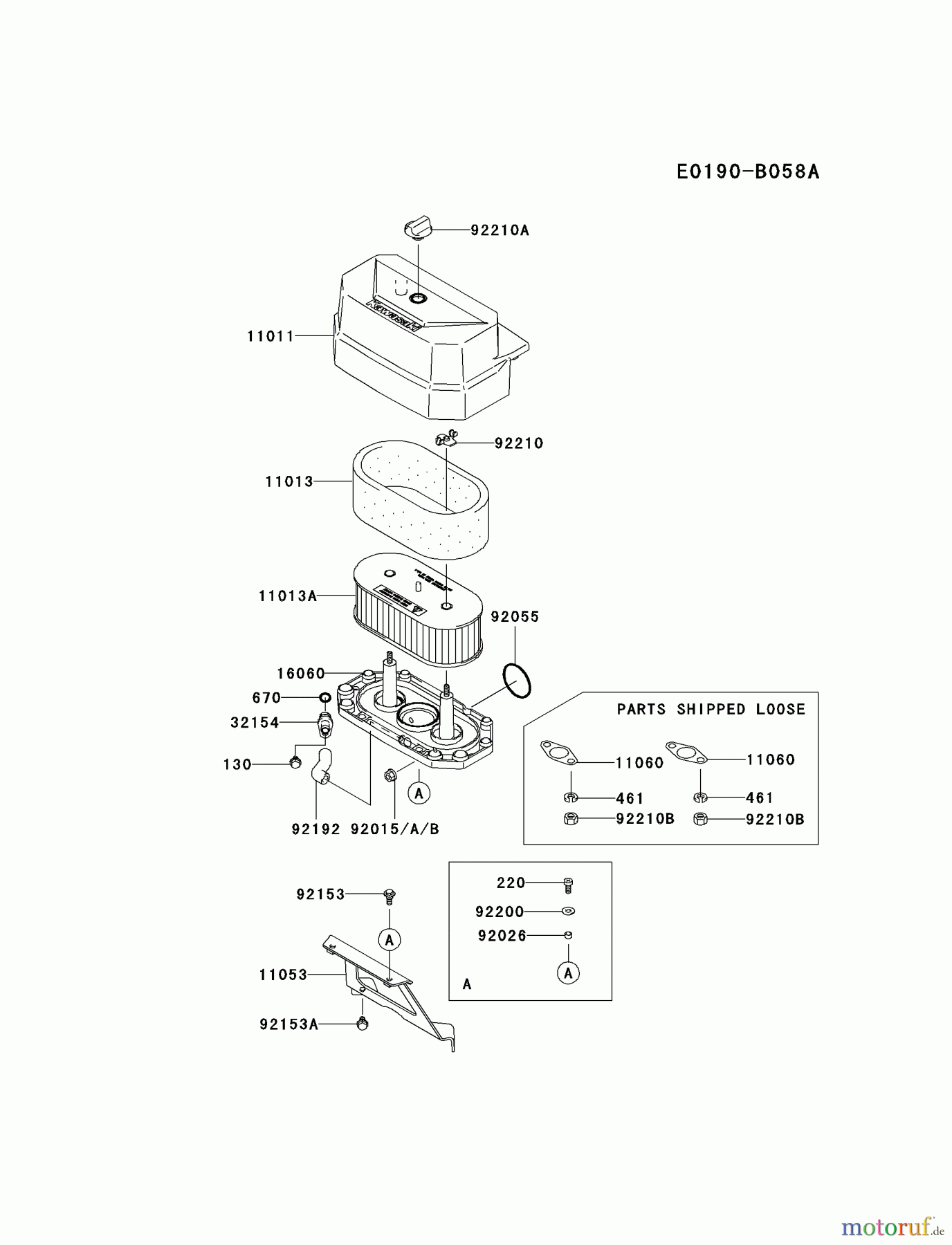  Kawasaki Motoren Motoren Vertikal FA210V - AS02 bis FH641V - DS24 FH430V-BS36 - Kawasaki FH430V 4-Stroke Engine AIR-FILTER/MUFFLER