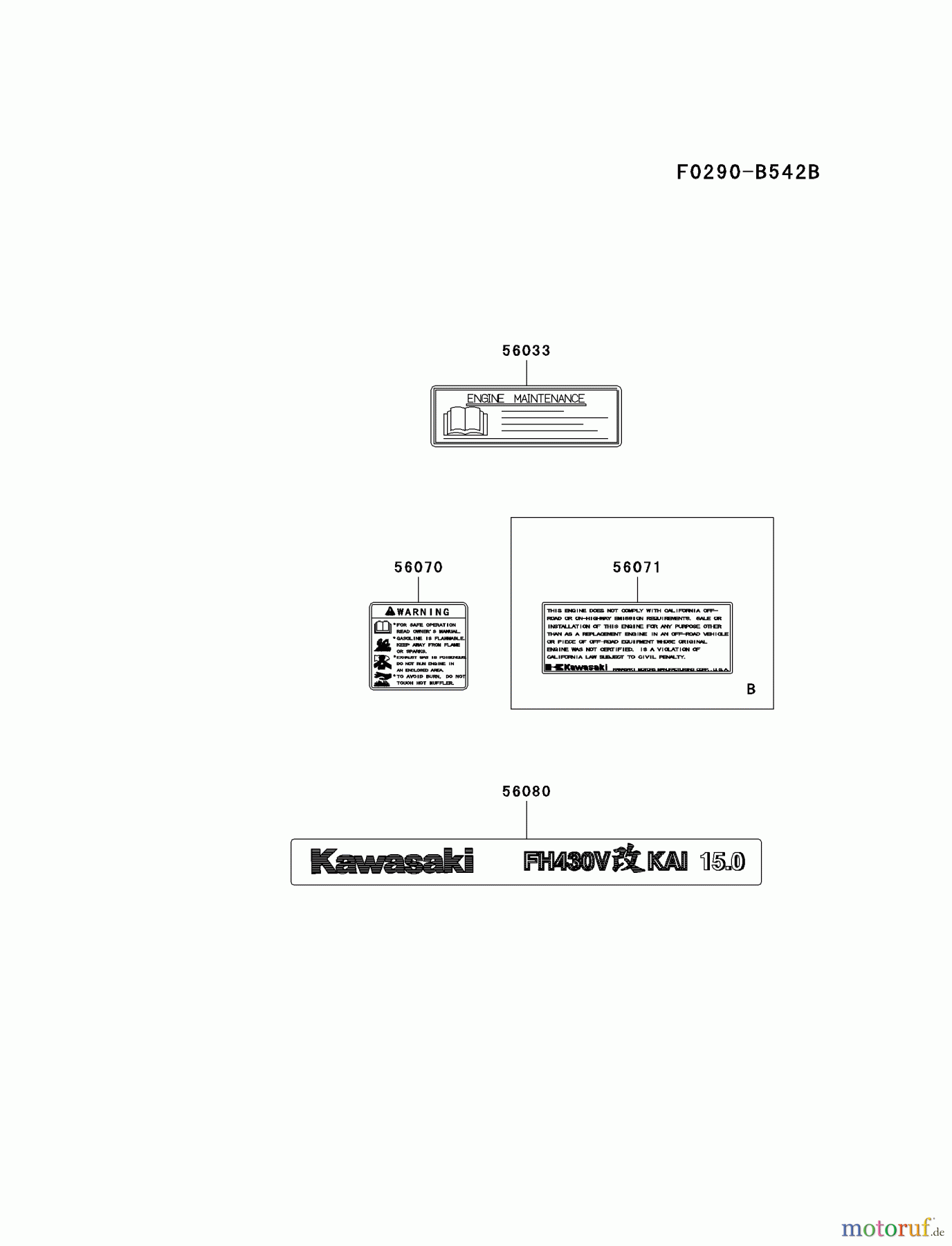  Kawasaki Motoren Motoren Vertikal FA210V - AS02 bis FH641V - DS24 FH430V-BS38 - Kawasaki FH430V 4-Stroke Engine LABEL