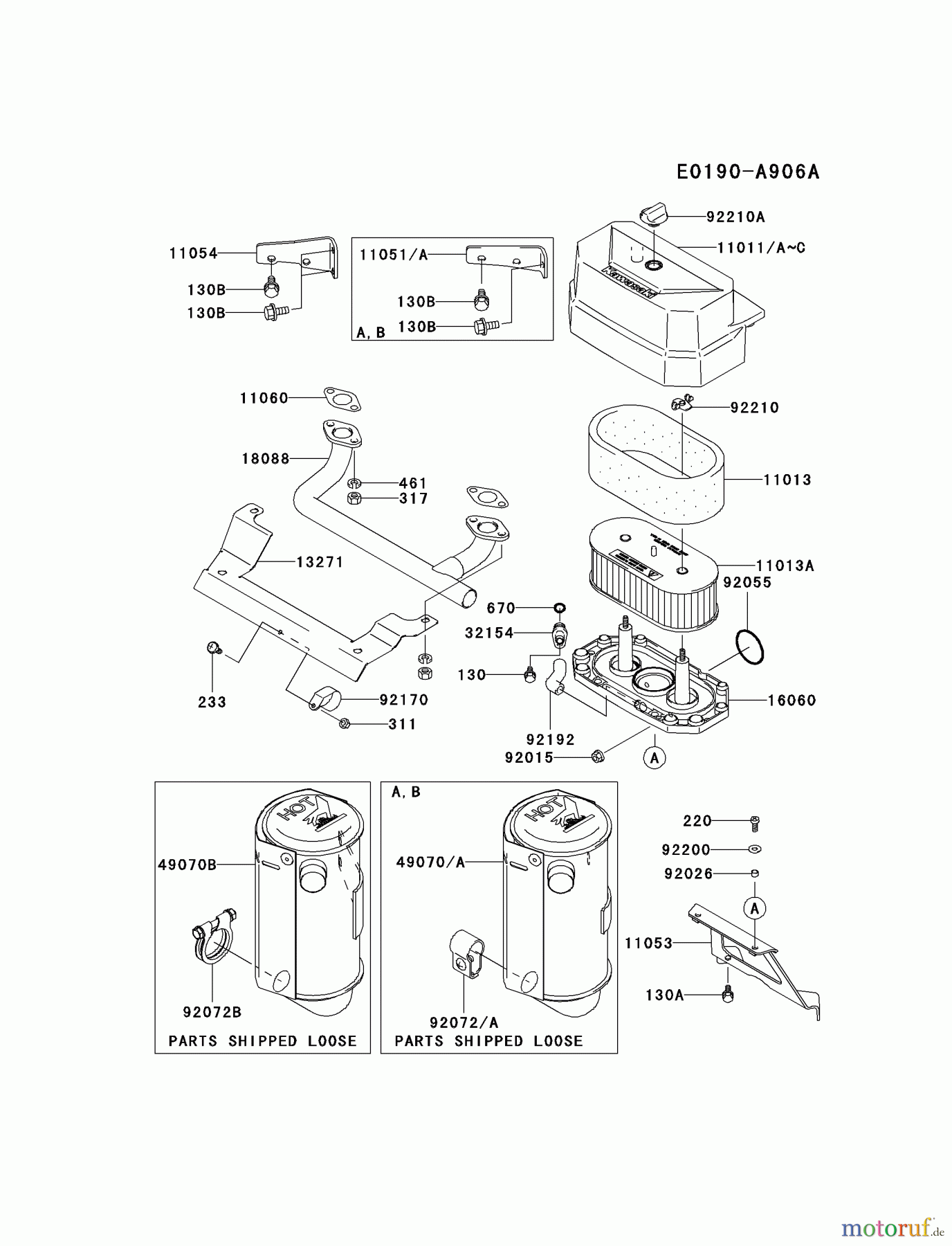  Kawasaki Motoren Motoren Vertikal FA210V - AS02 bis FH641V - DS24 FH381V-BS27 - Kawasaki FH381V 4-Stroke Engine AIR-FILTER/MUFFLER