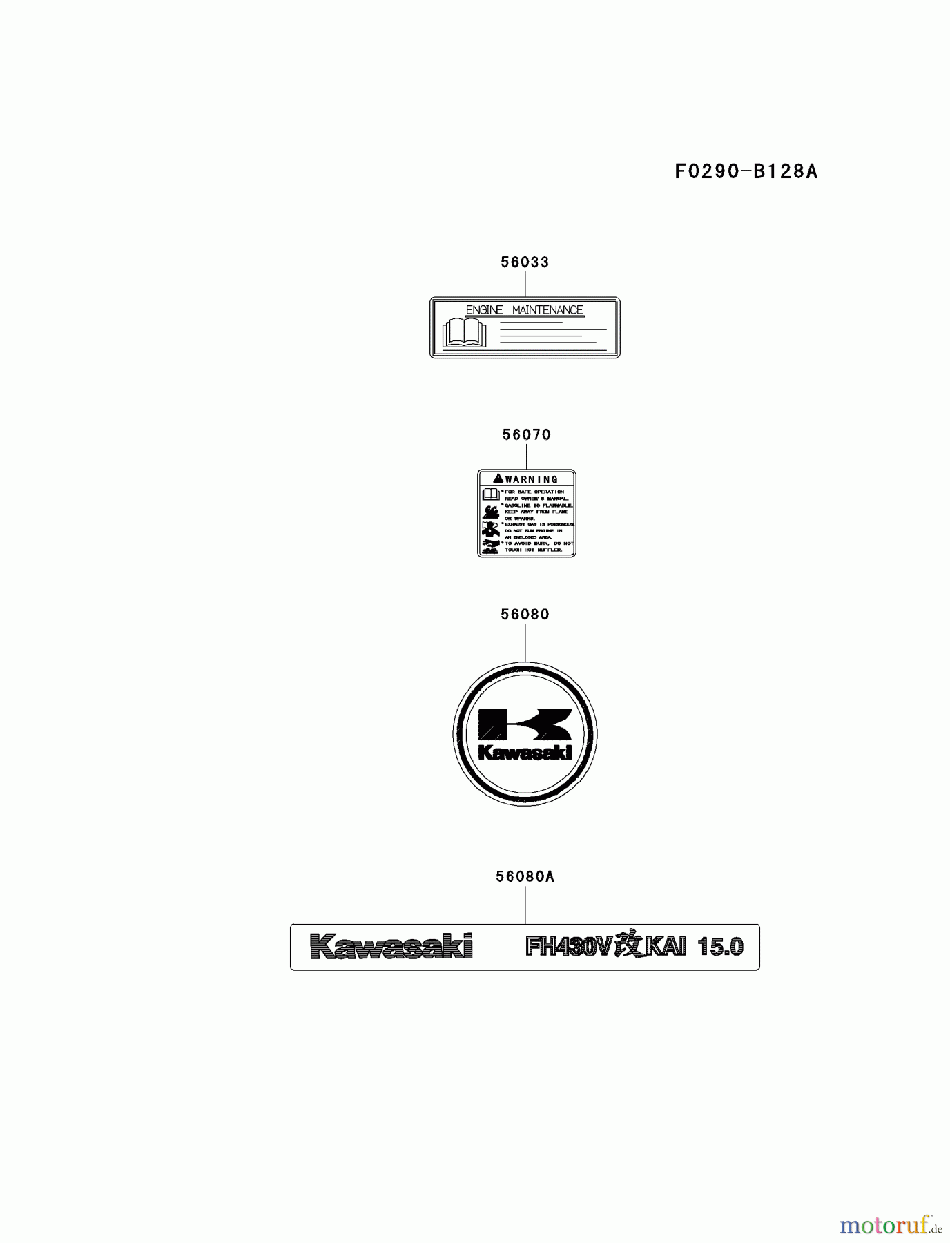  Kawasaki Motoren Motoren Vertikal FA210V - AS02 bis FH641V - DS24 FH430V-AS25 - Kawasaki FH430V 4-Stroke Engine LABEL
