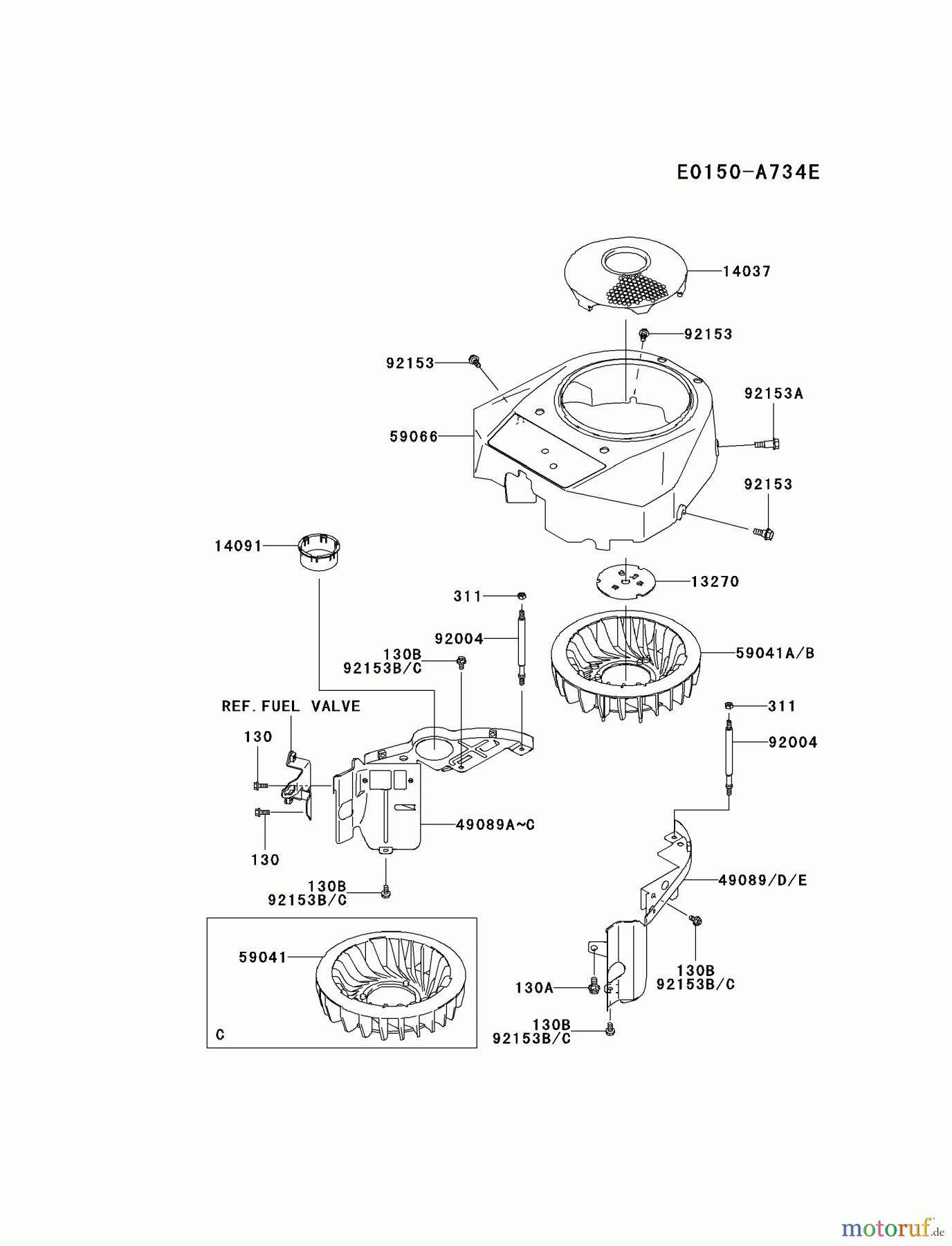  Kawasaki Motoren Motoren Vertikal FA210V - AS02 bis FH641V - DS24 FH430V-BS08 - Kawasaki FH430V 4-Stroke Engine COOLING-EQUIPMENT