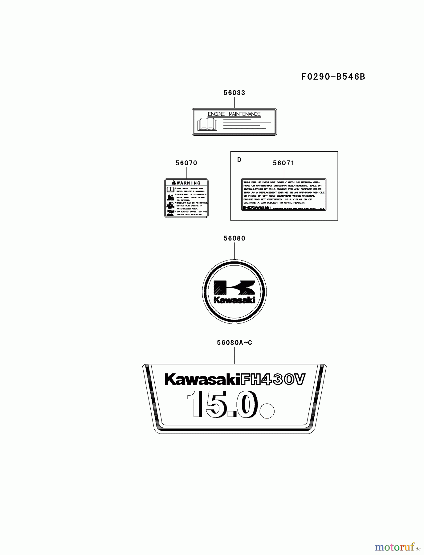  Kawasaki Motoren Motoren Vertikal FA210V - AS02 bis FH641V - DS24 FH430V-CS02 - Kawasaki FH430V 4-Stroke Engine LABEL