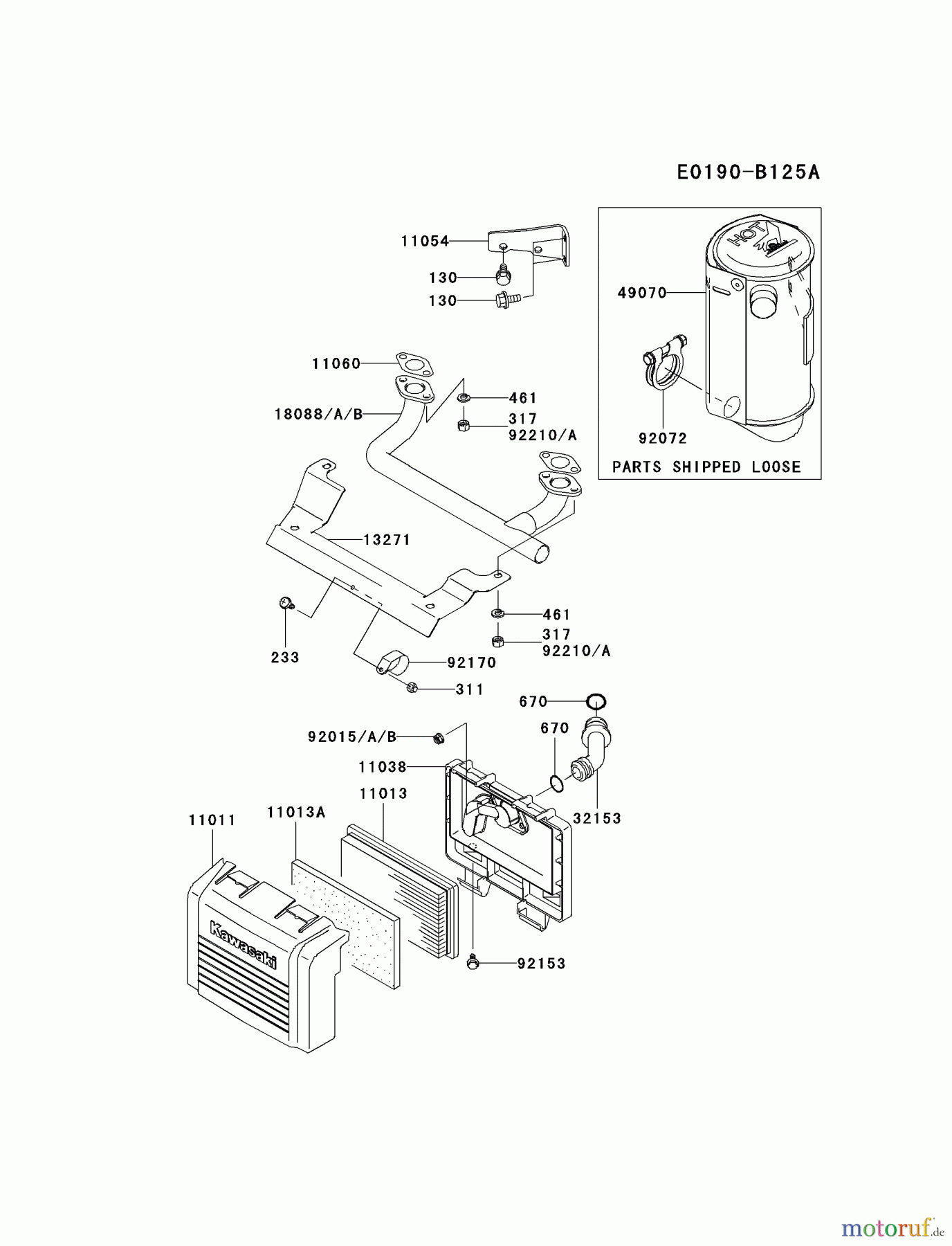  Kawasaki Motoren Motoren Vertikal FA210V - AS02 bis FH641V - DS24 FH430V-CS03 - Kawasaki FH430V 4-Stroke Engine AIR-FILTER/MUFFLER